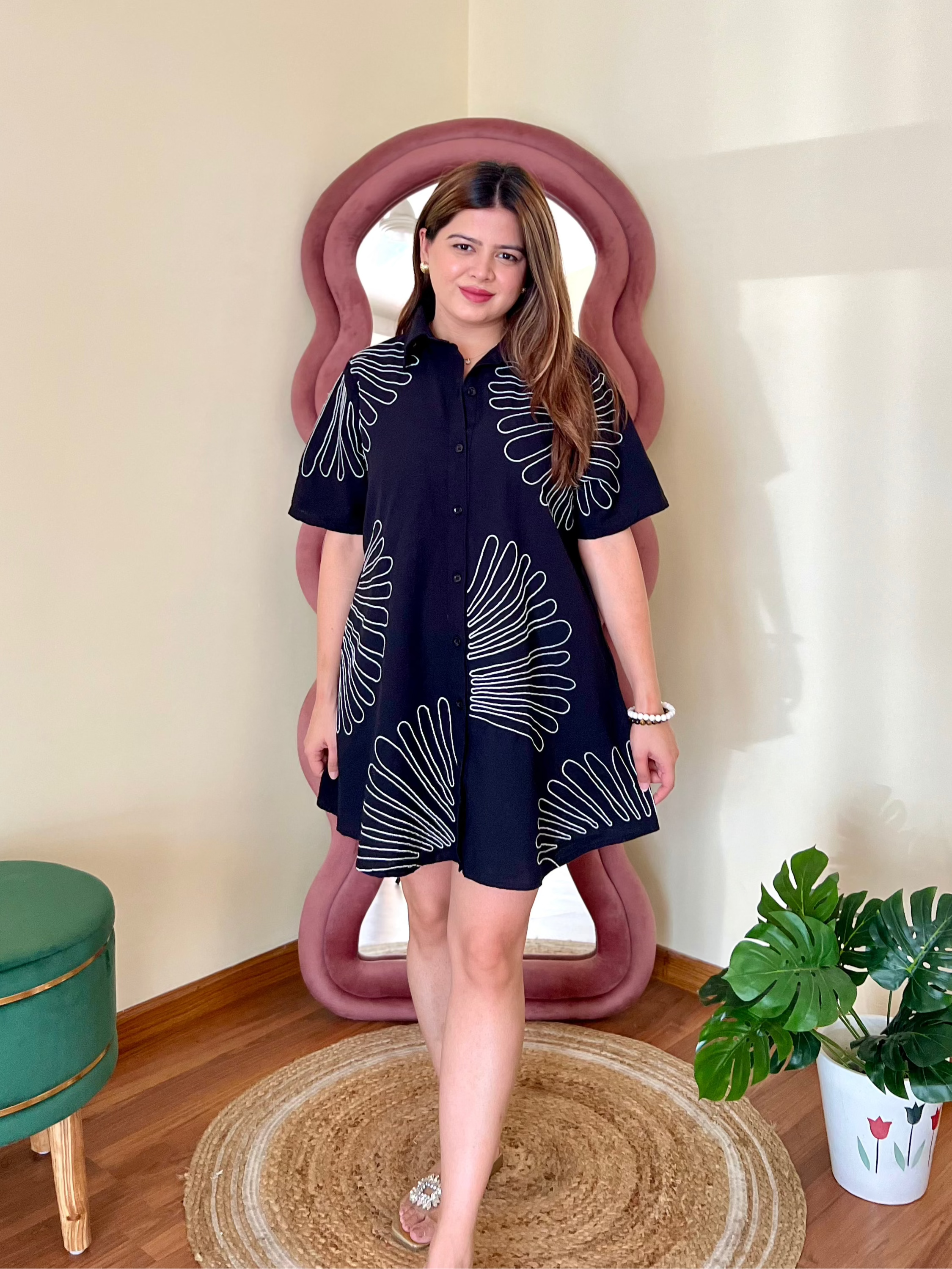 ELLA EMBROIDERED SHIRT DRESS