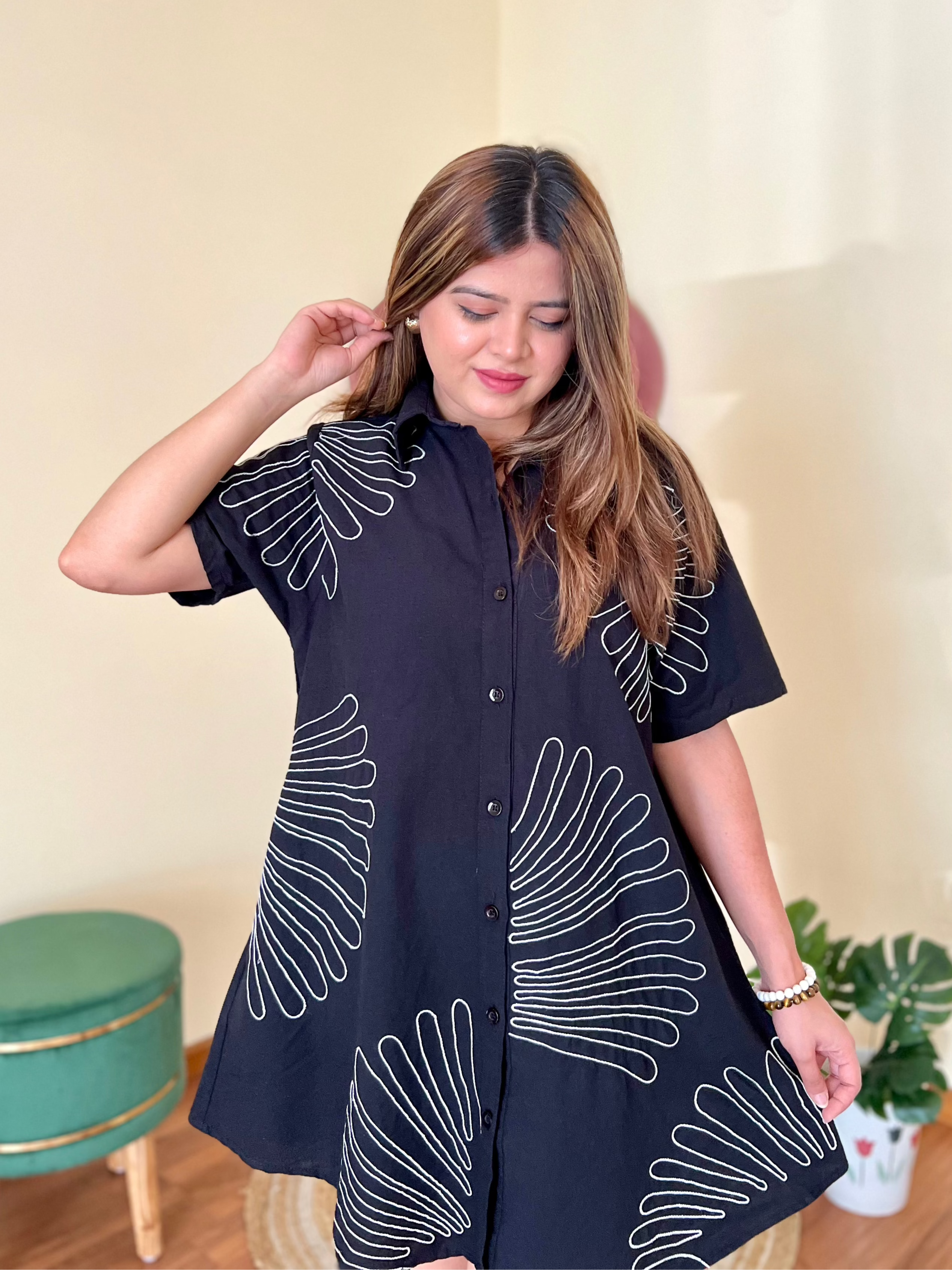 ELLA EMBROIDERED SHIRT DRESS