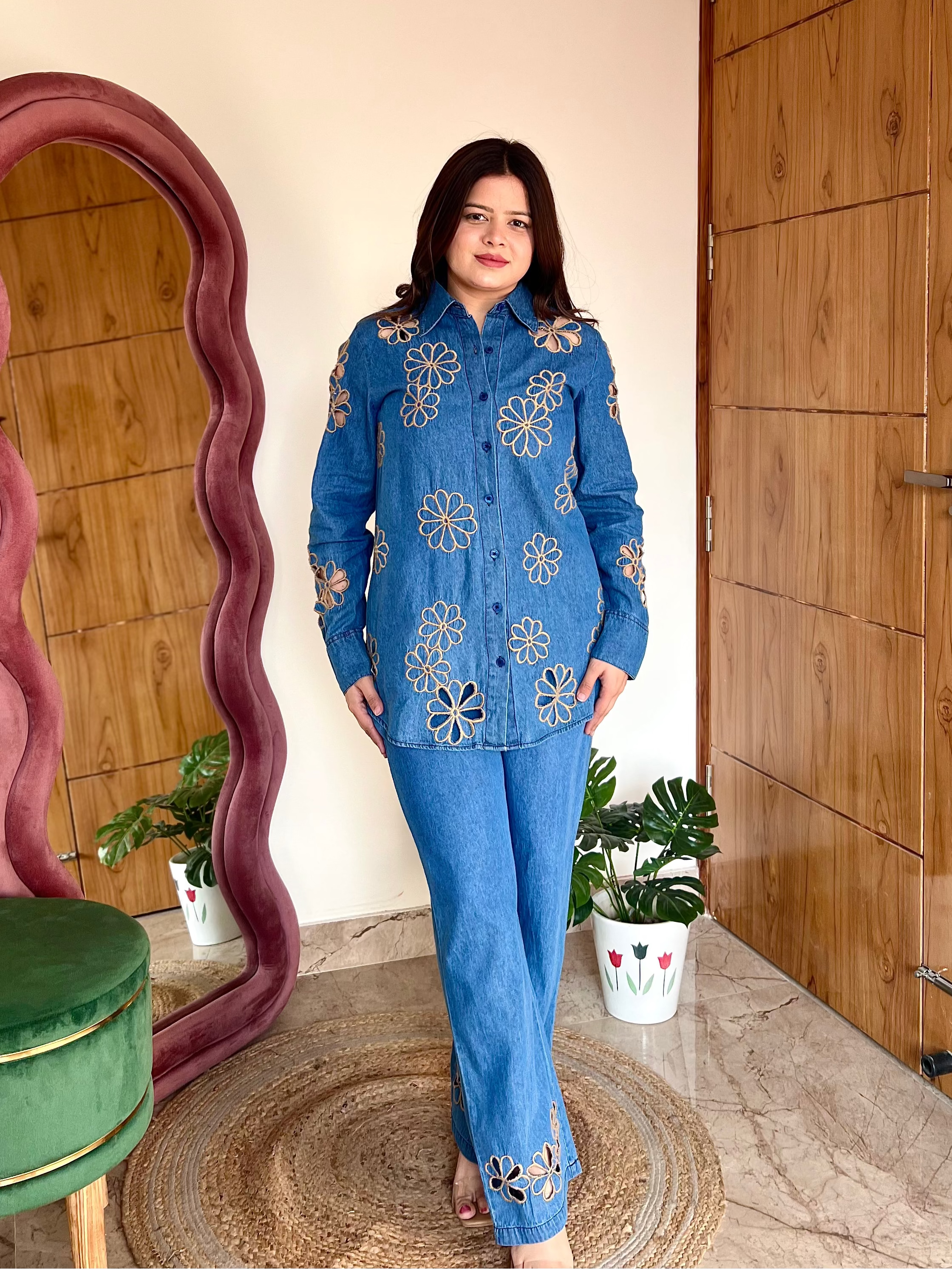 KIT CUTWORK DENIM COORD