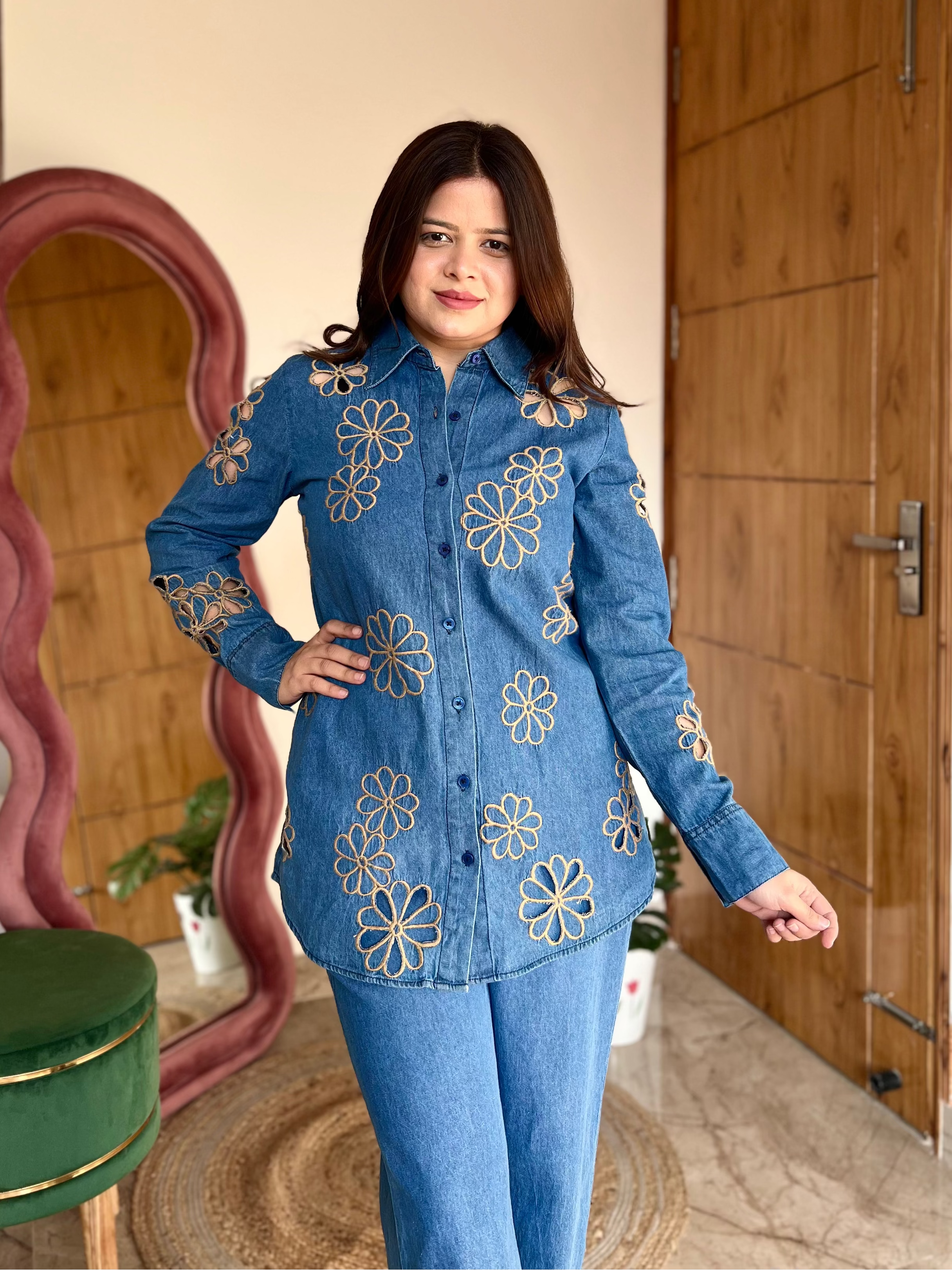 KIT CUTWORK DENIM COORD