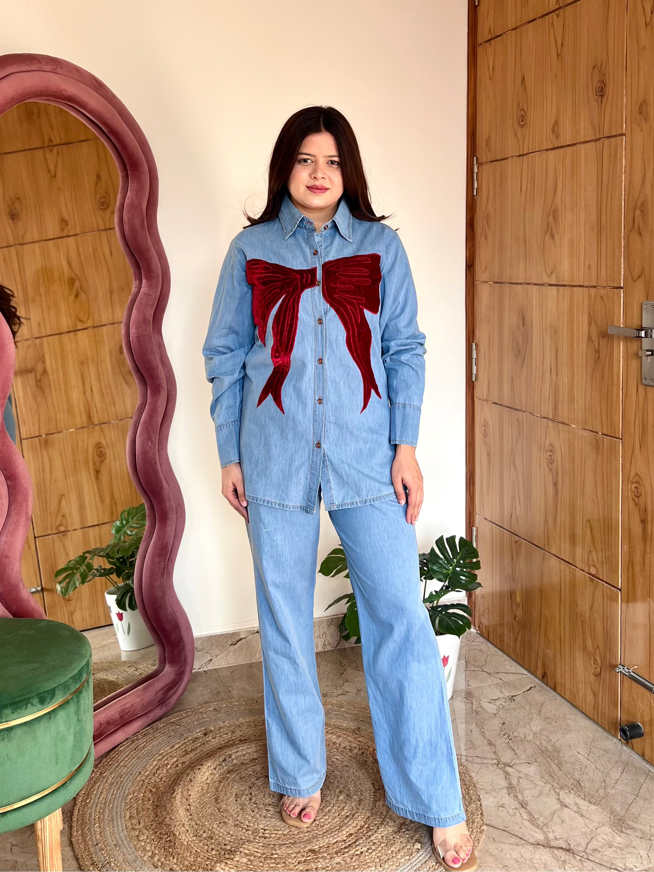 BOW DENIM COORD