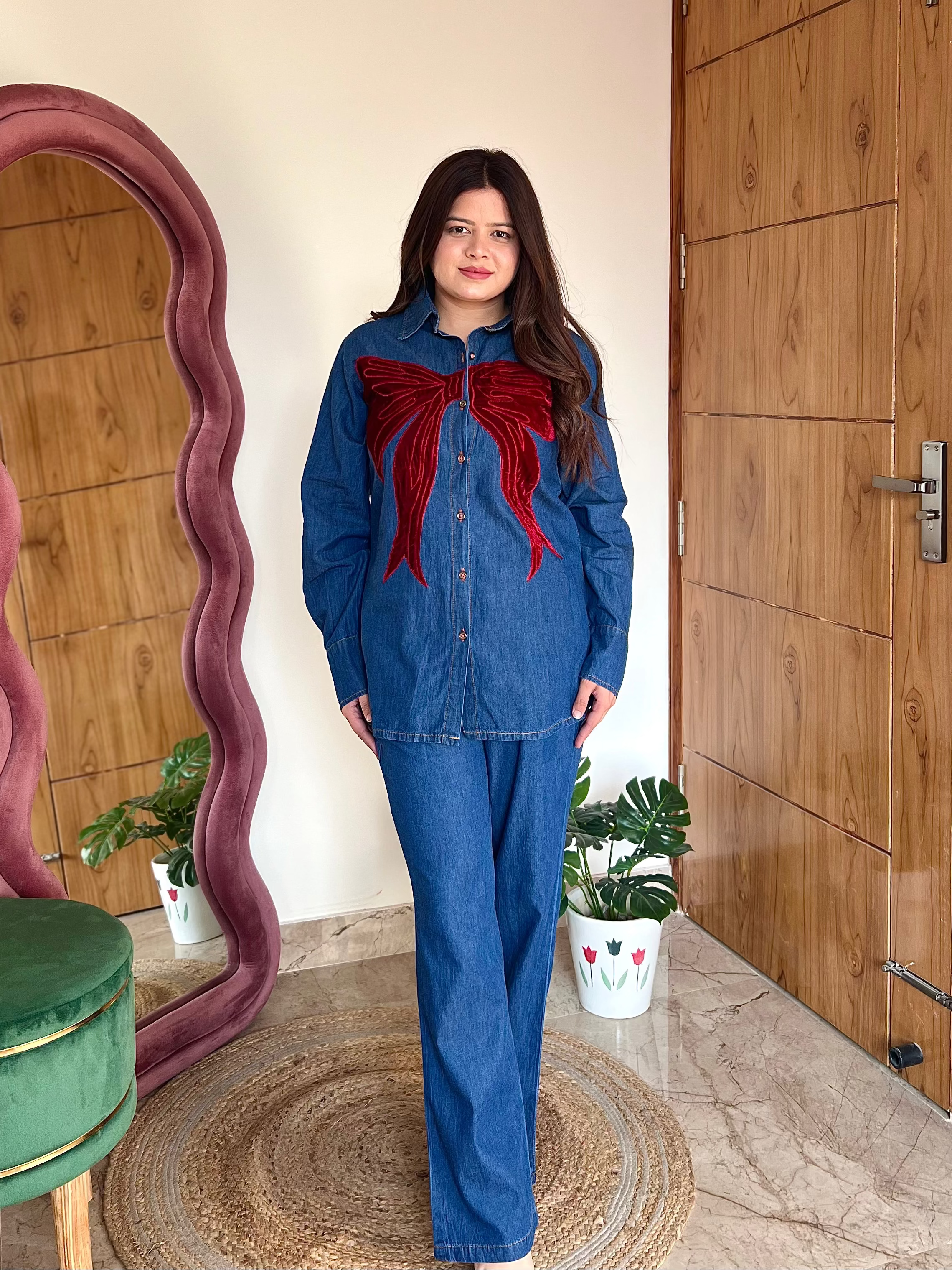 BOW DENIM COORD
