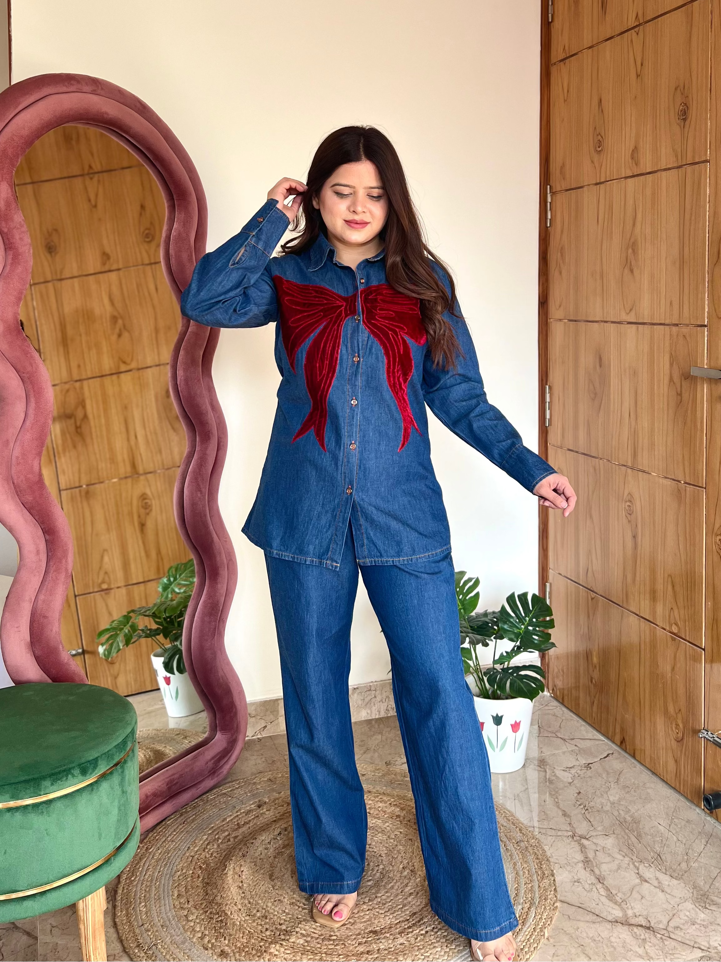 BOW DENIM COORD