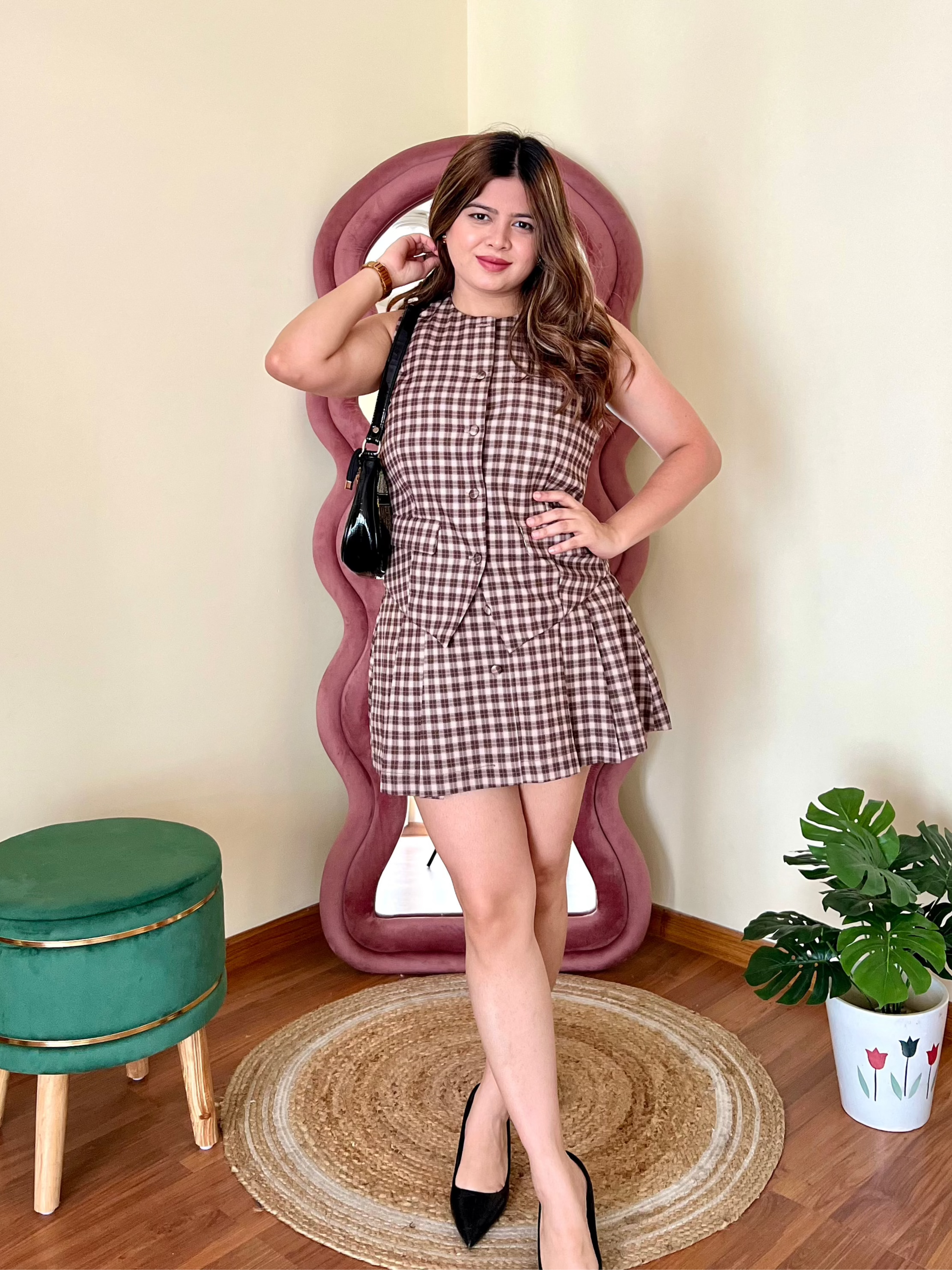 SEATTLE CHEQUERED SKIRT SET