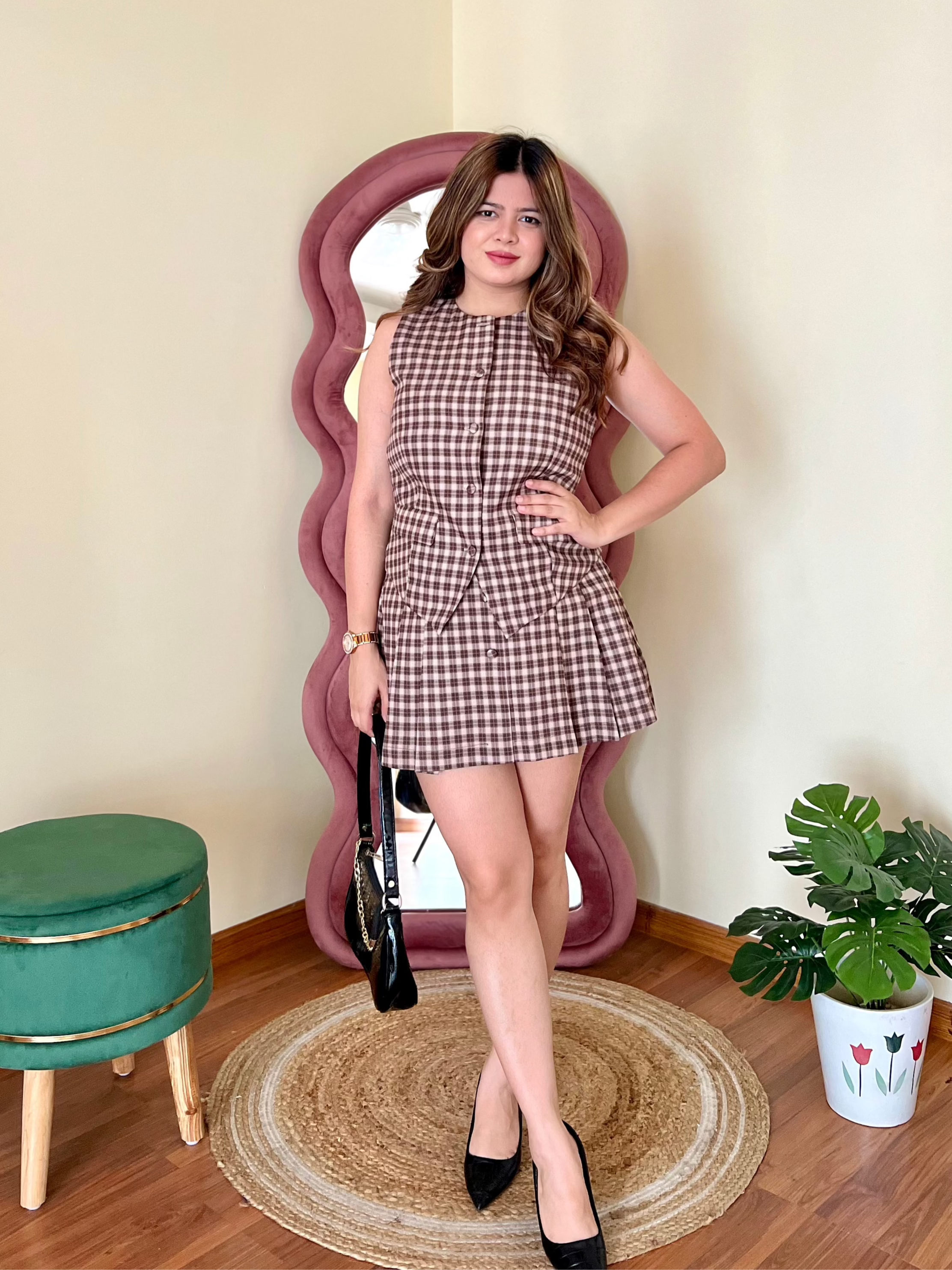 SEATTLE CHEQUERED SKIRT SET