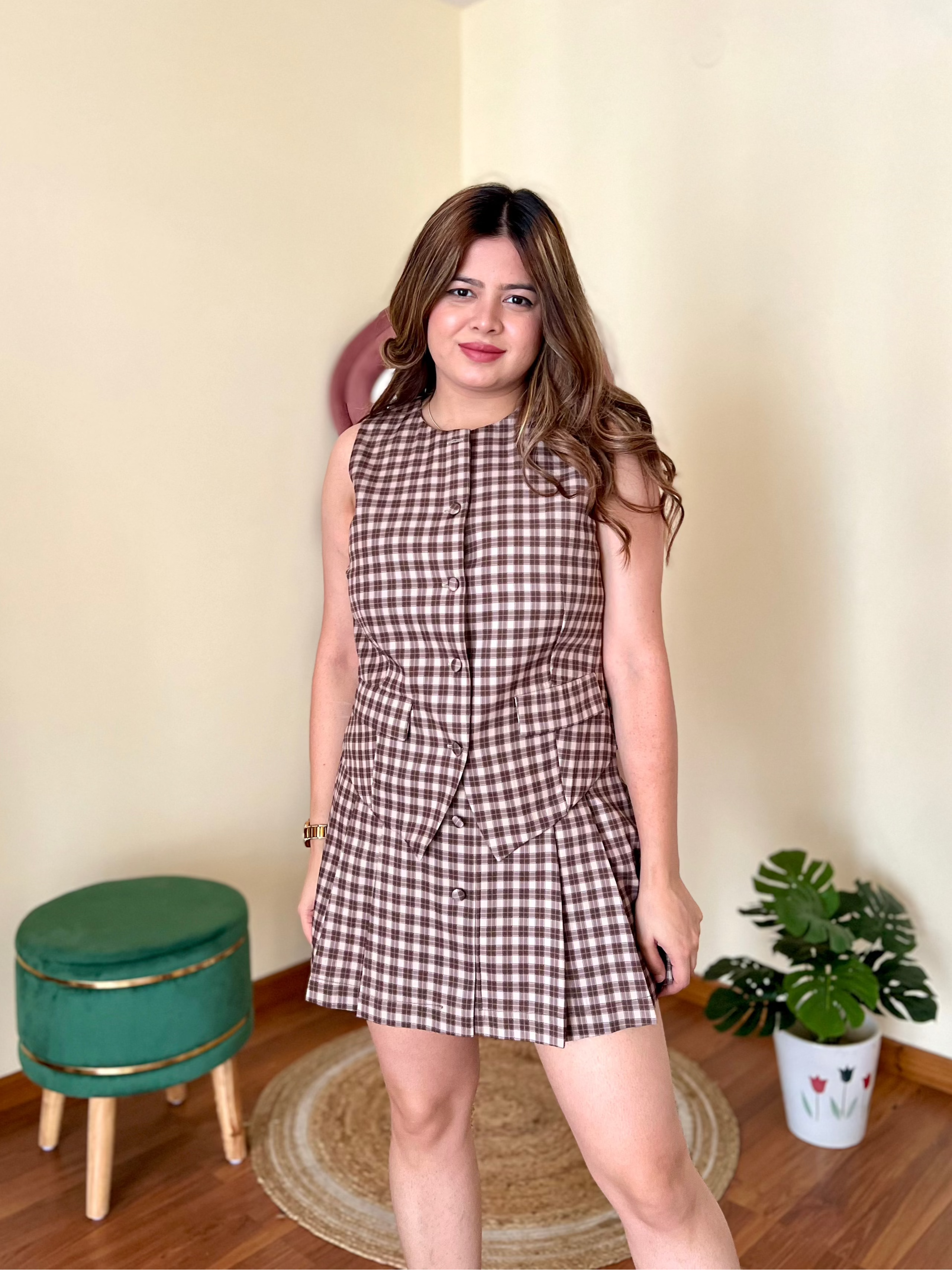 SEATTLE CHEQUERED SKIRT SET