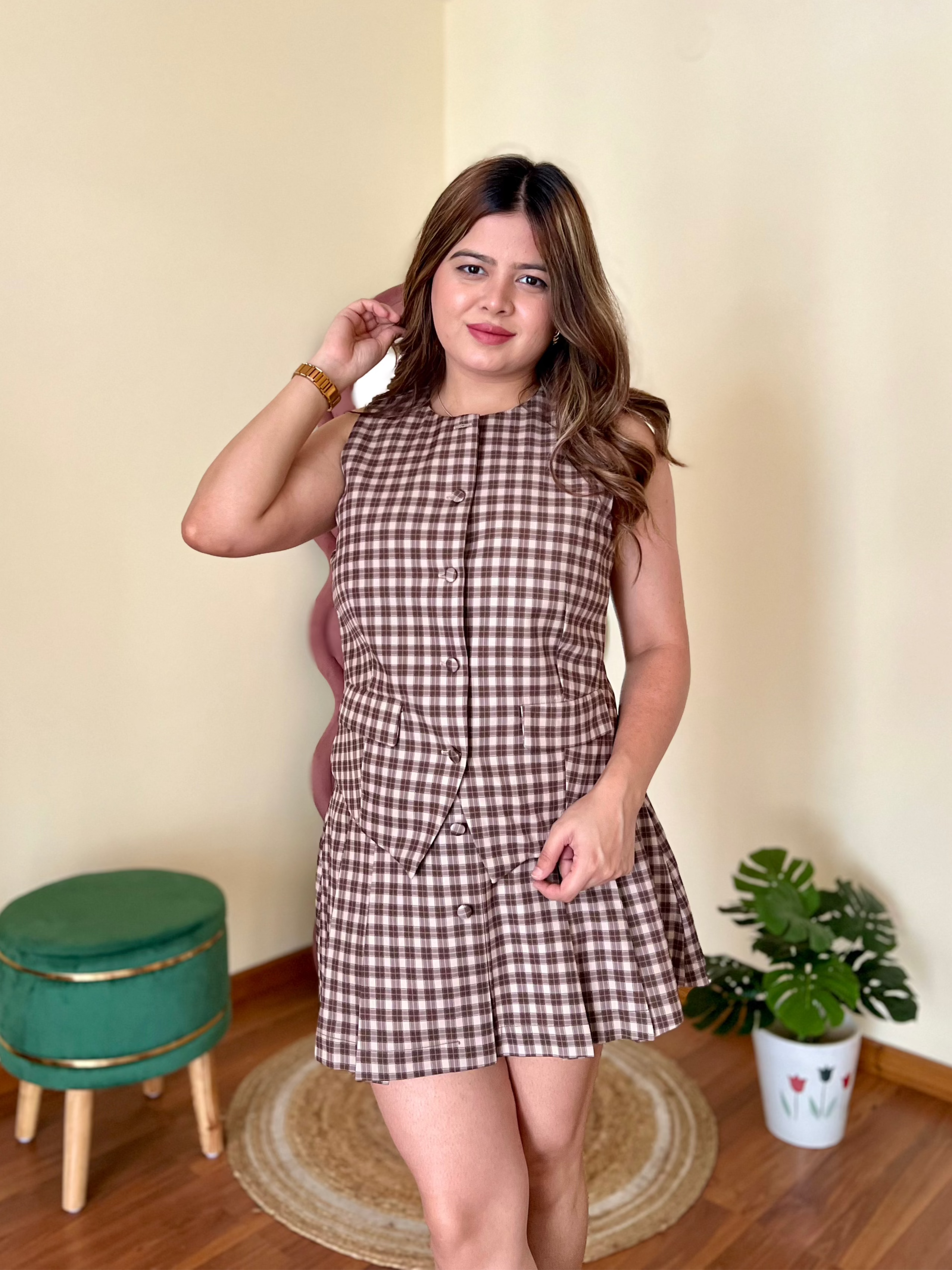 SEATTLE CHEQUERED SKIRT SET