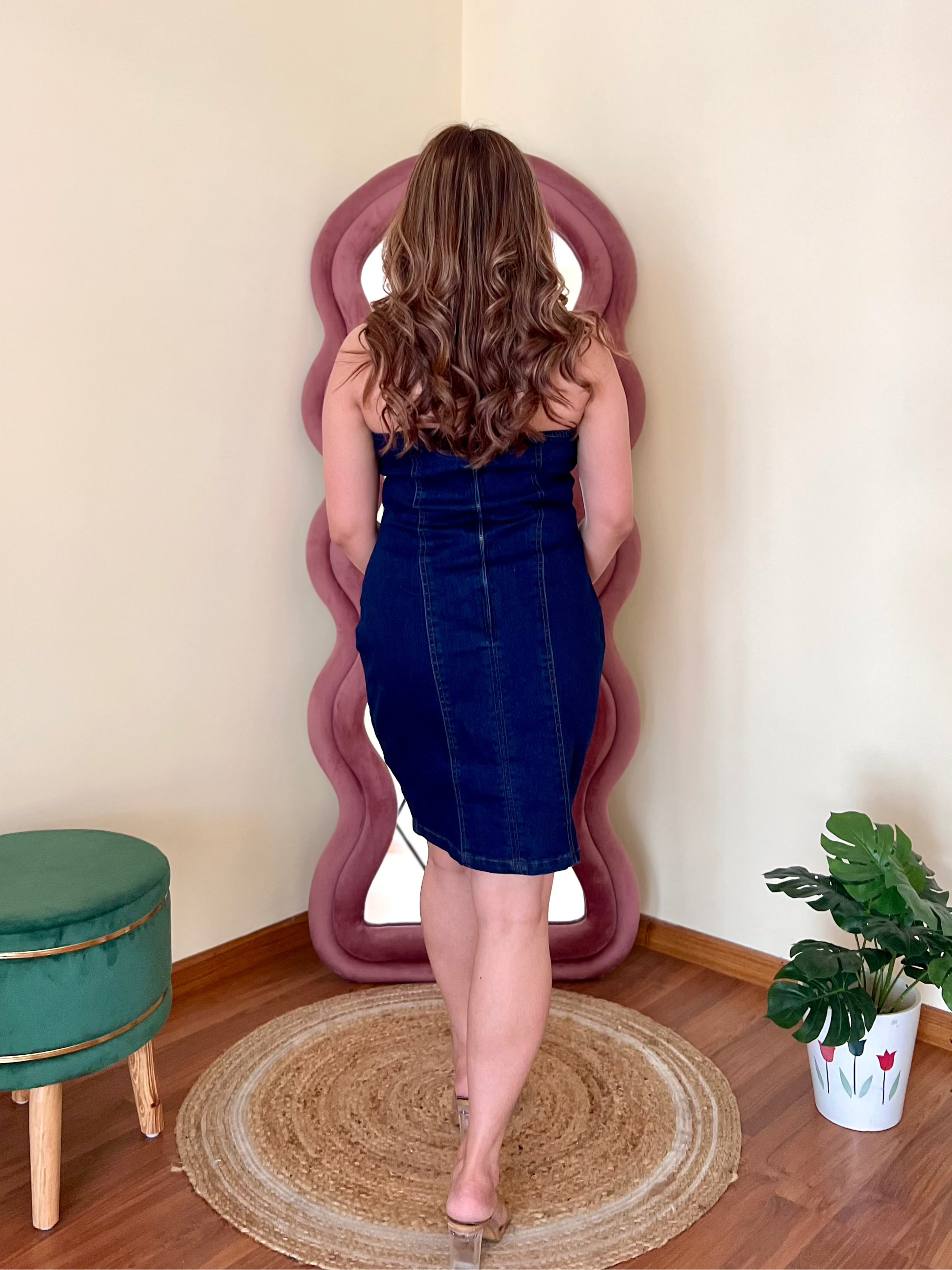 FALLON DENIM HALTER DRESS