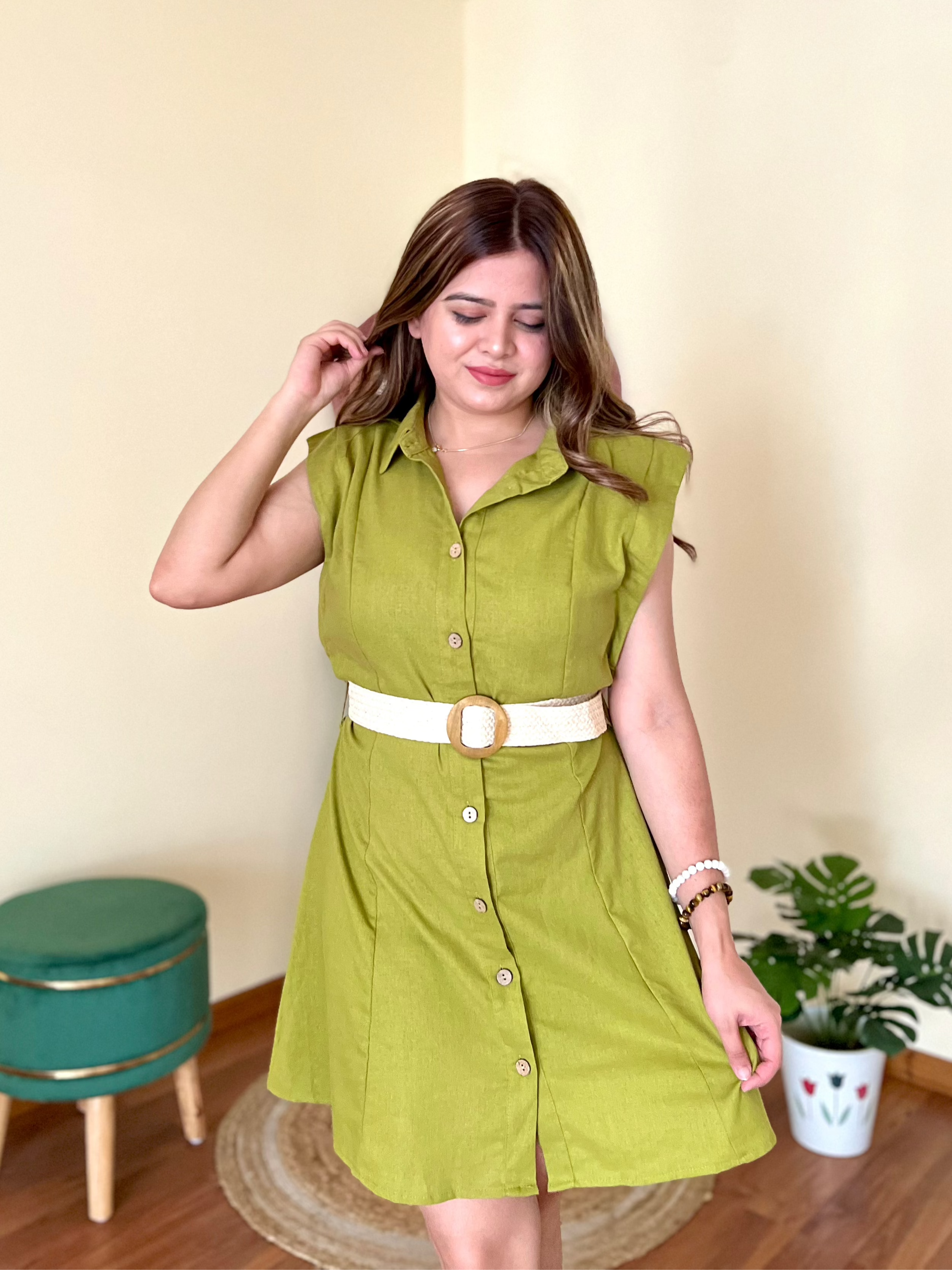 CLOVER BELTED DRESS