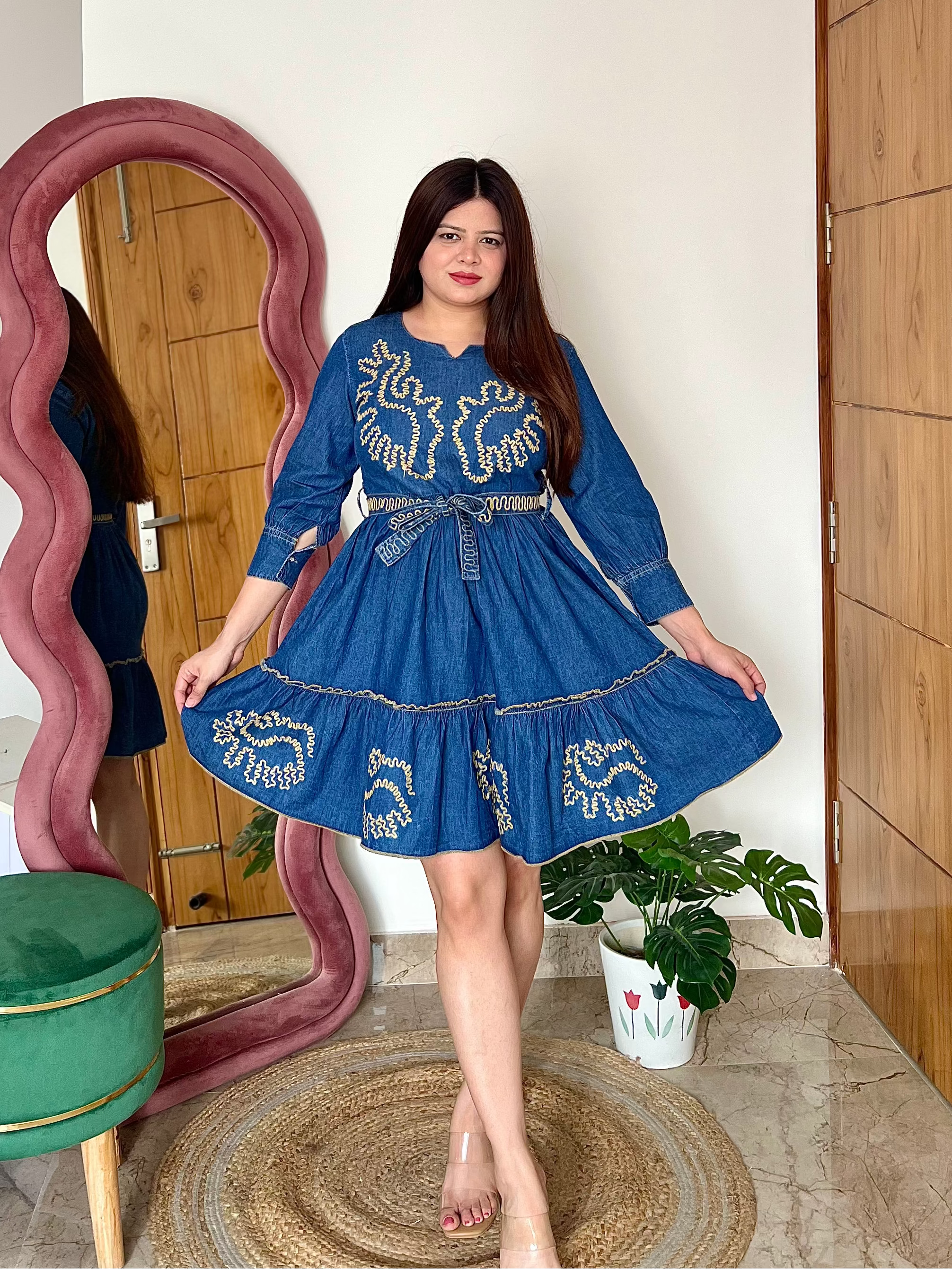 YARA TIERED DENIM DRESS