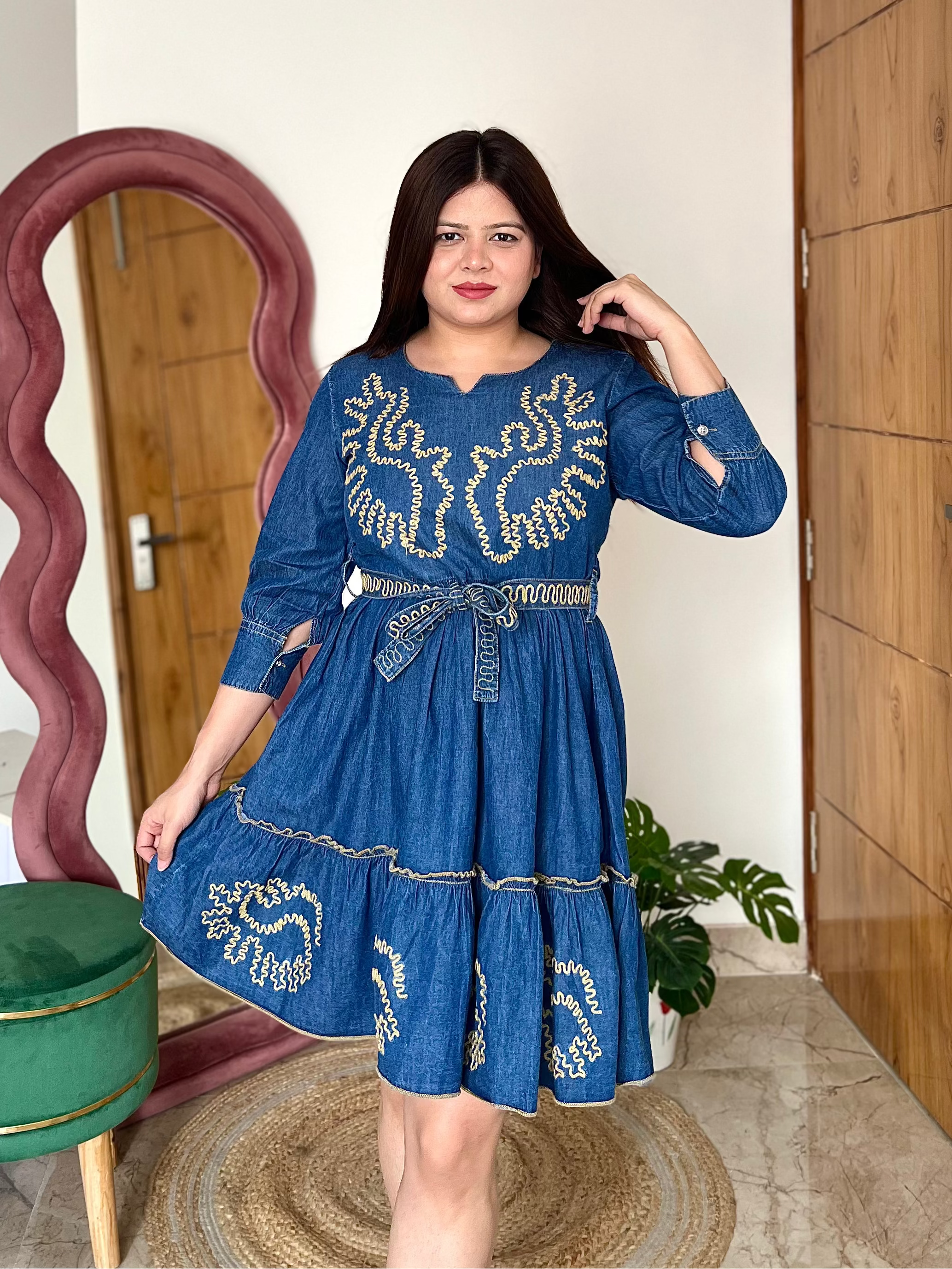 YARA TIERED DENIM DRESS