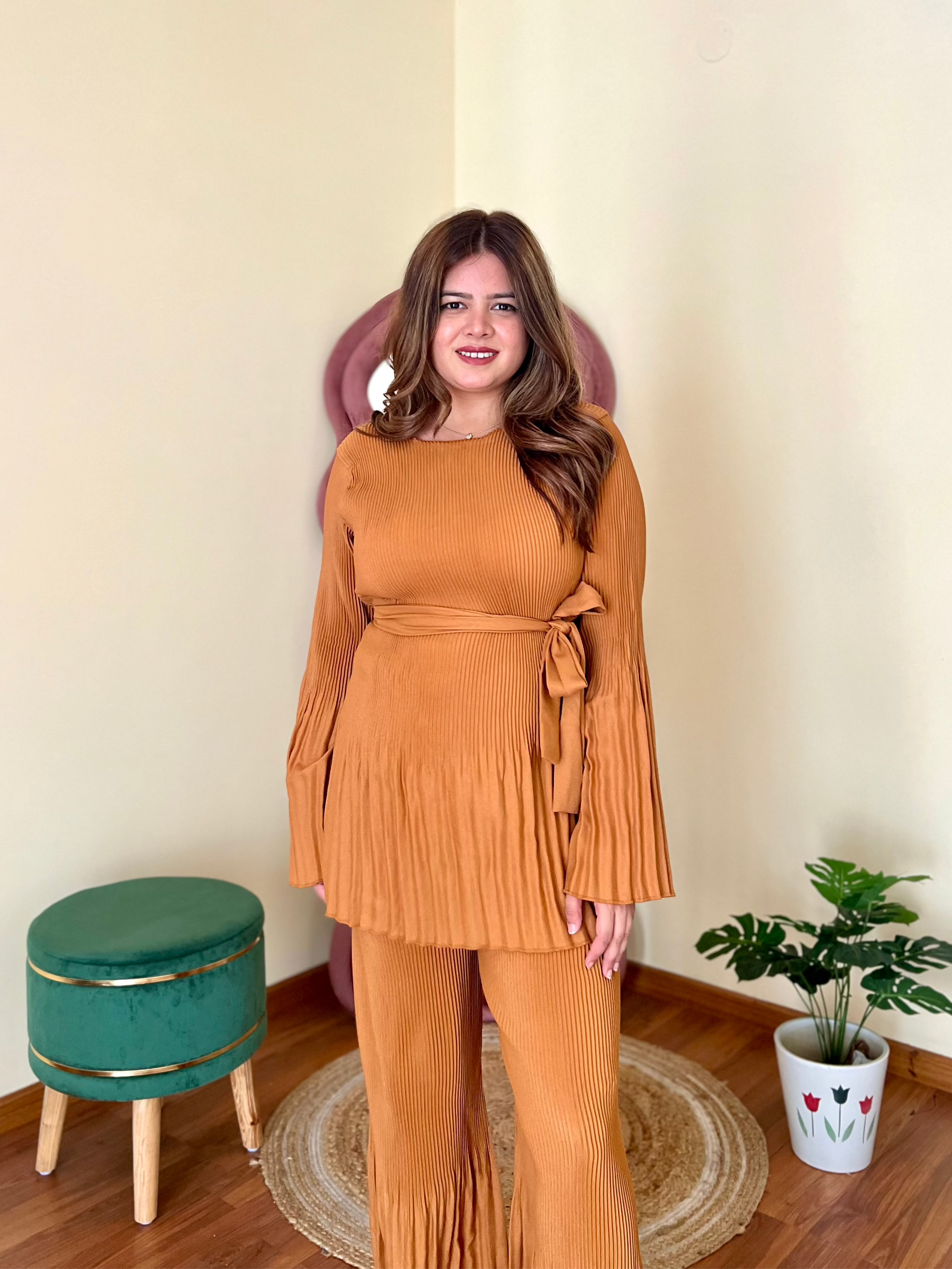 PEACHY PLEATED COORD