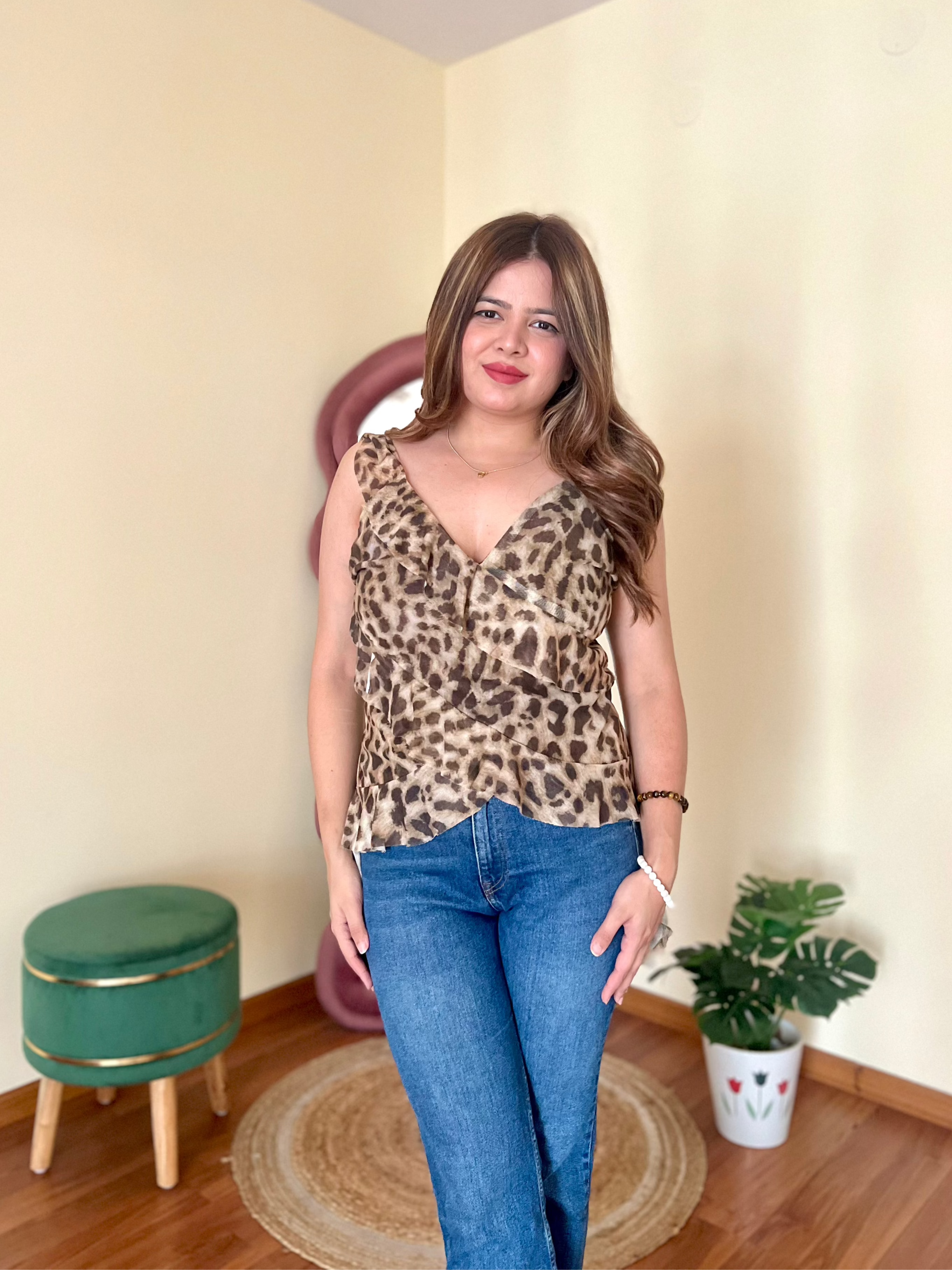 LEOPARD MESH TOP