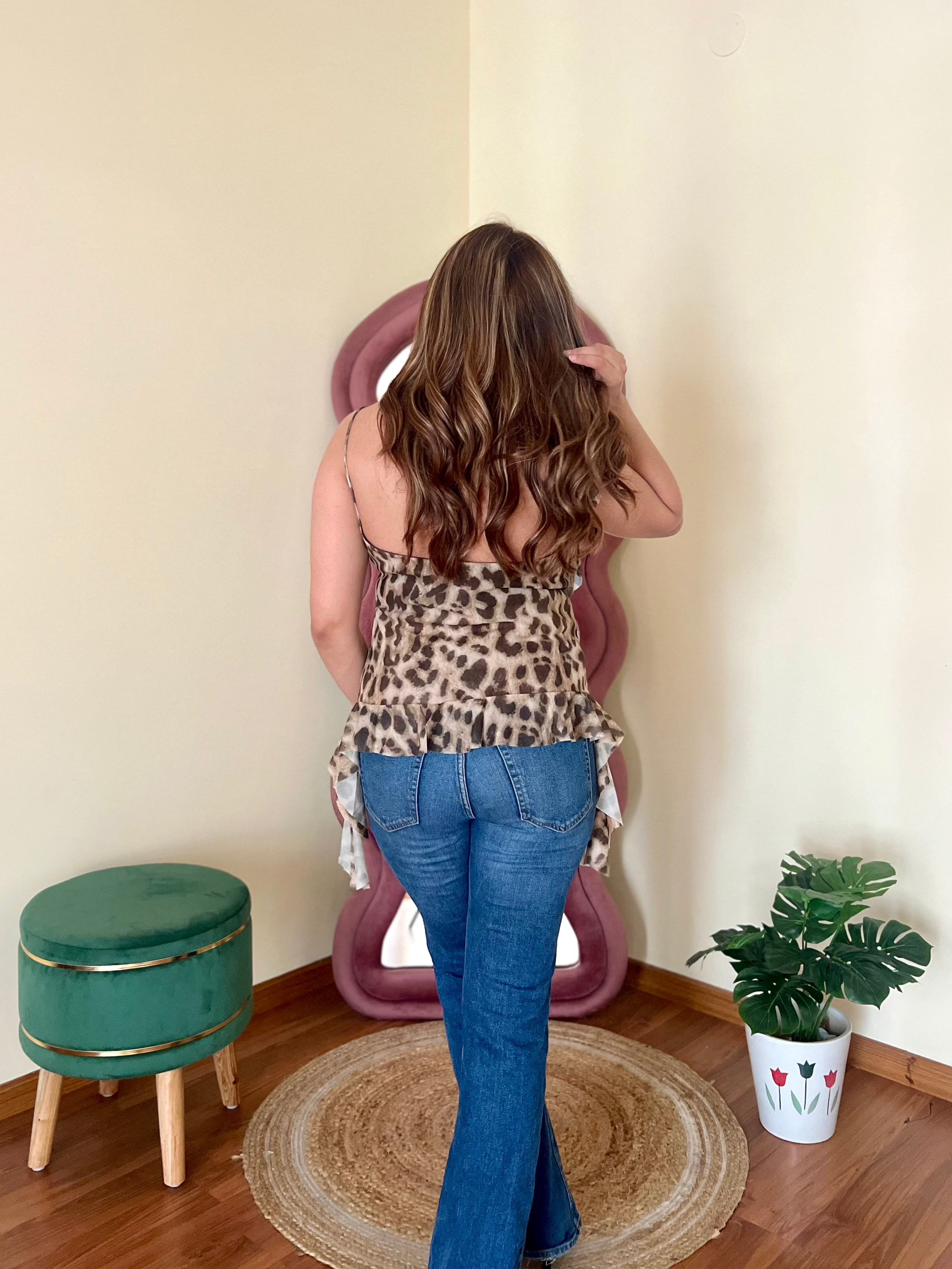 LEOPARD MESH TOP