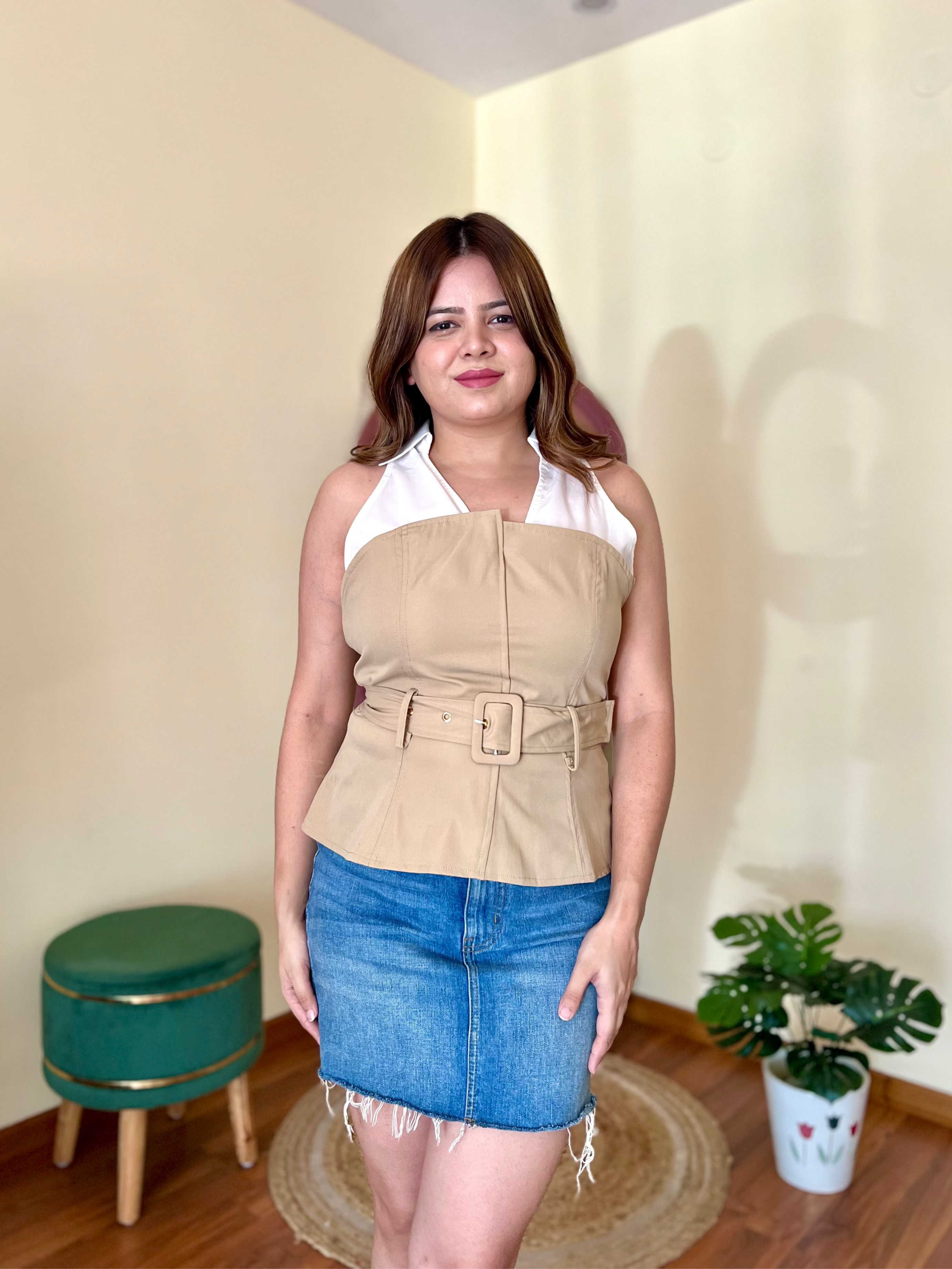 CECE BELTED TOP