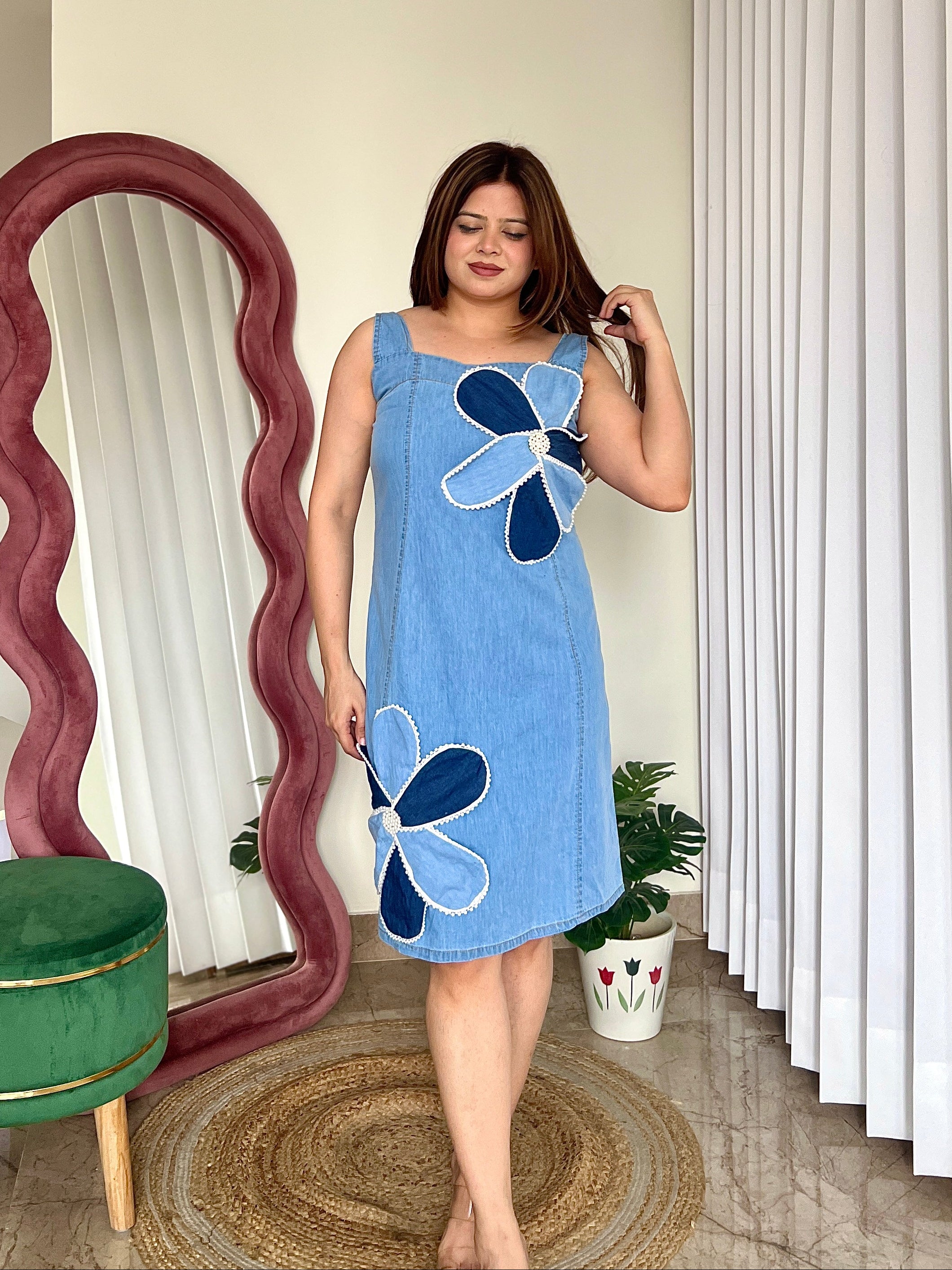 URI COTTON DENIM DRESS