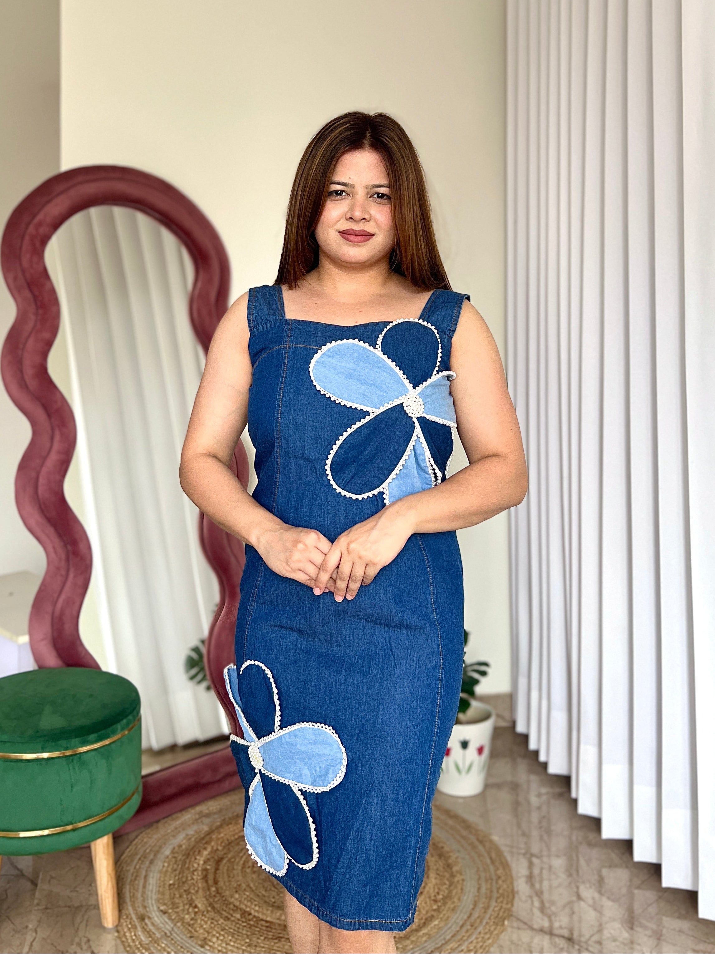 URI COTTON DENIM DRESS