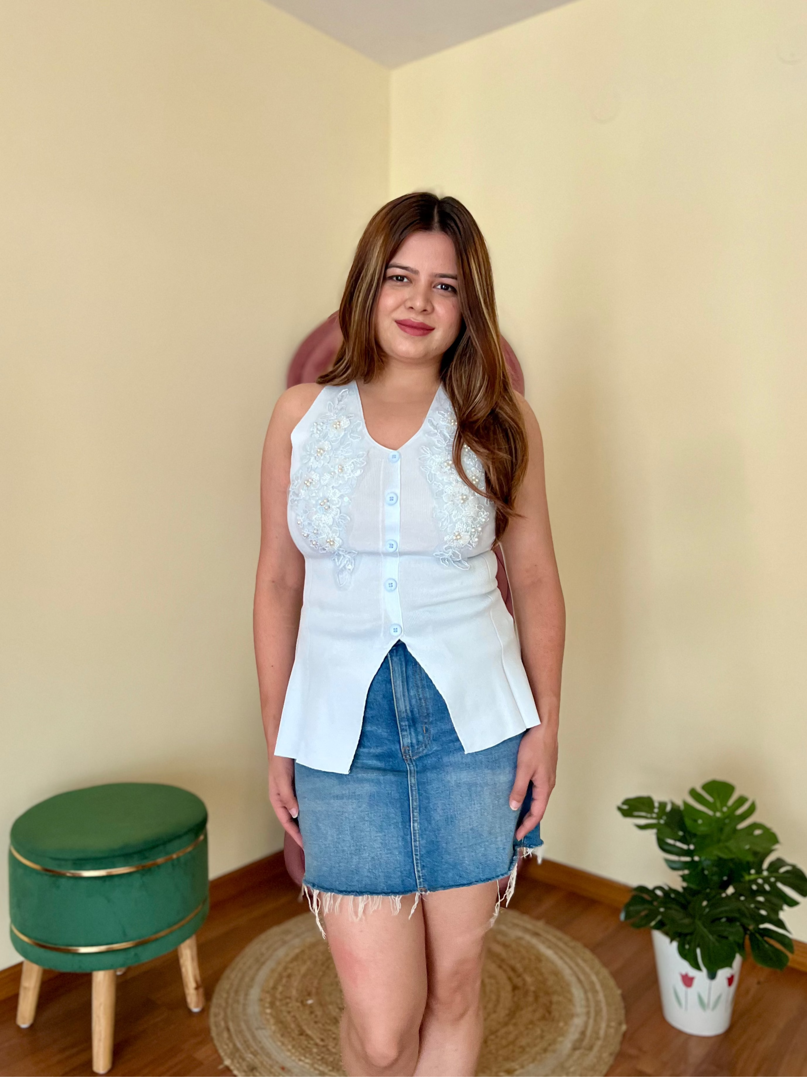 MILKSHAKE EMBROIDERED WAISTCOAT