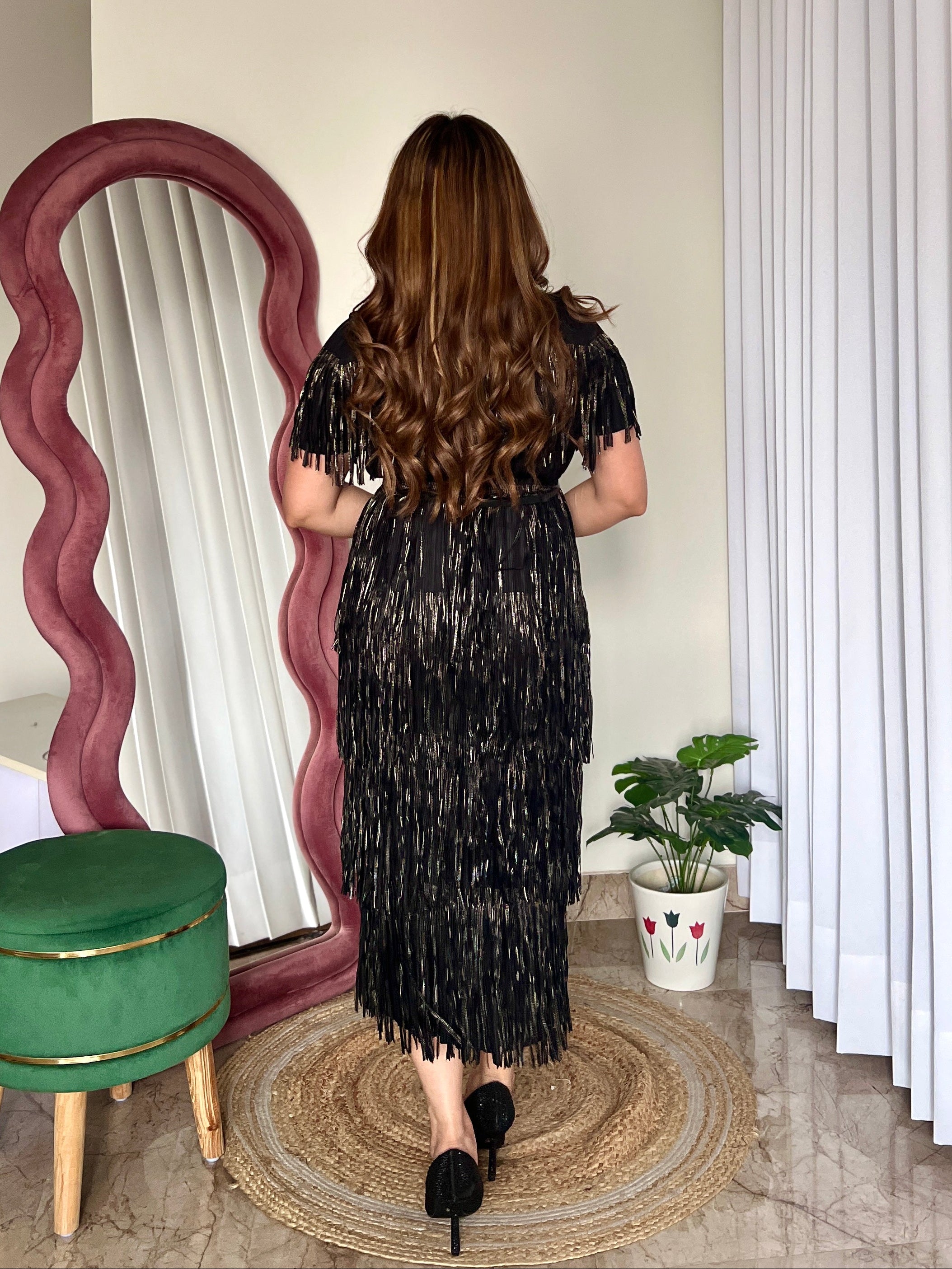 MILEY FRINGES PLEATED DRESS