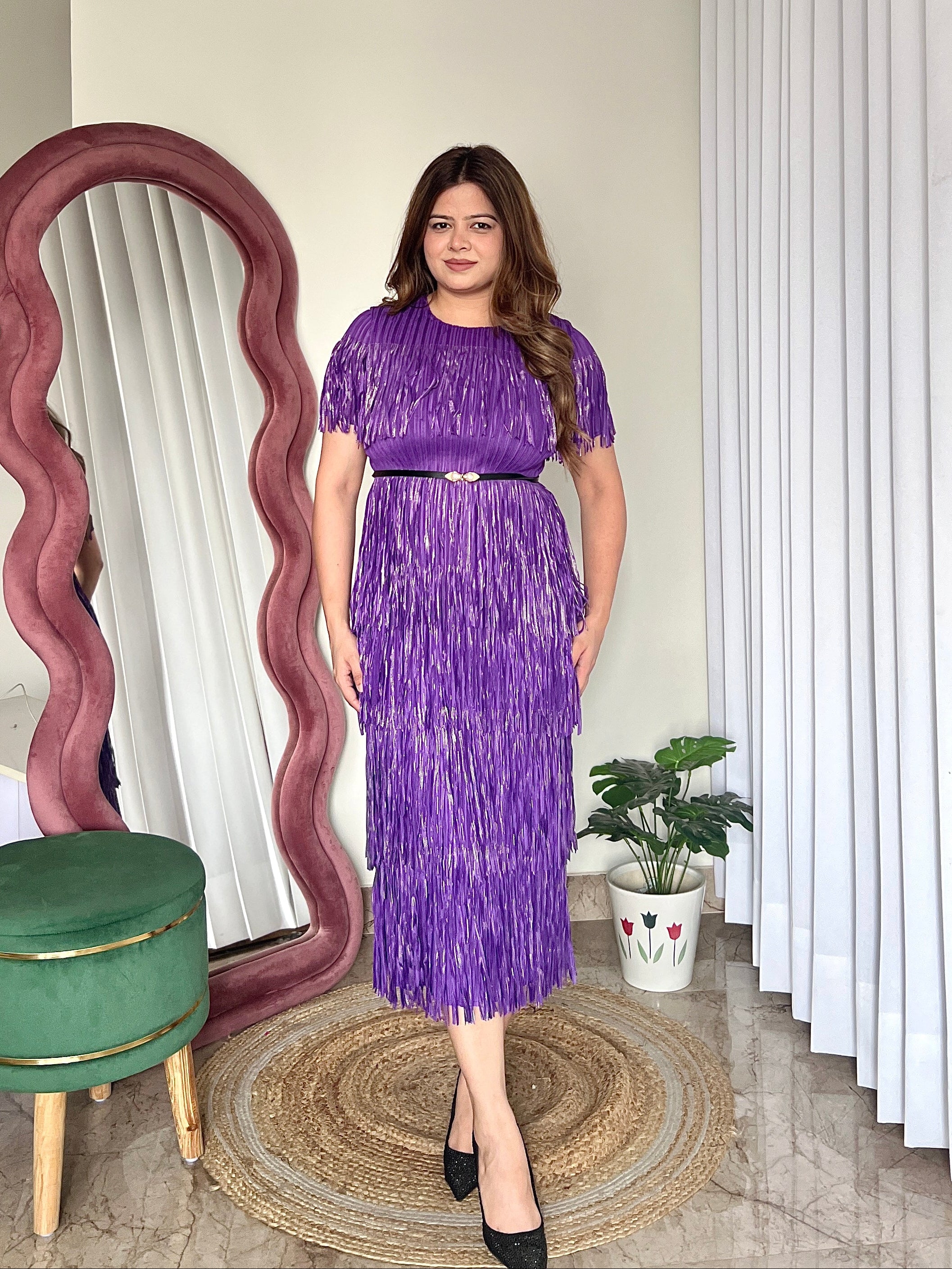 MILEY FRINGES PLEATED DRESS