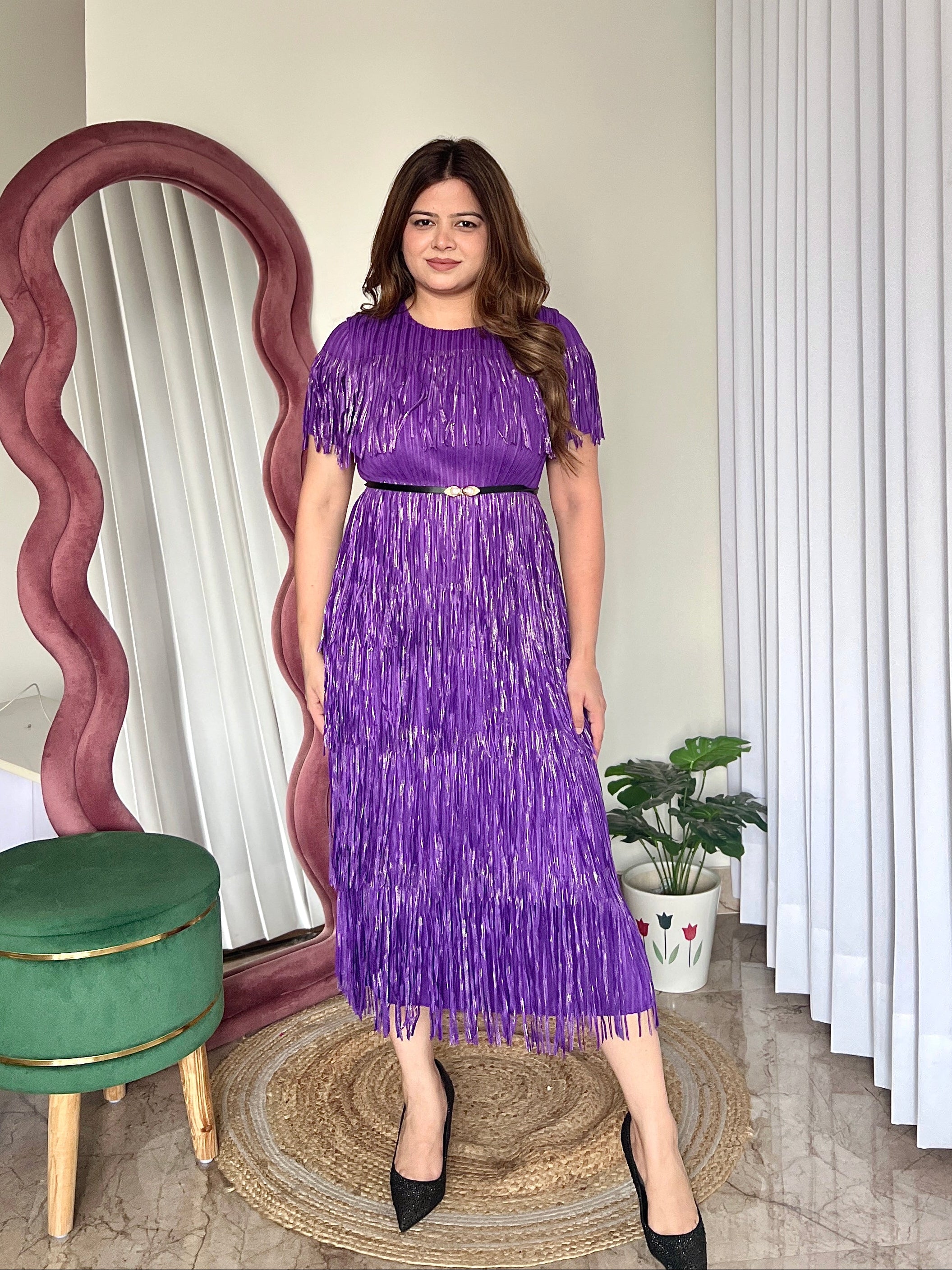MILEY FRINGES PLEATED DRESS