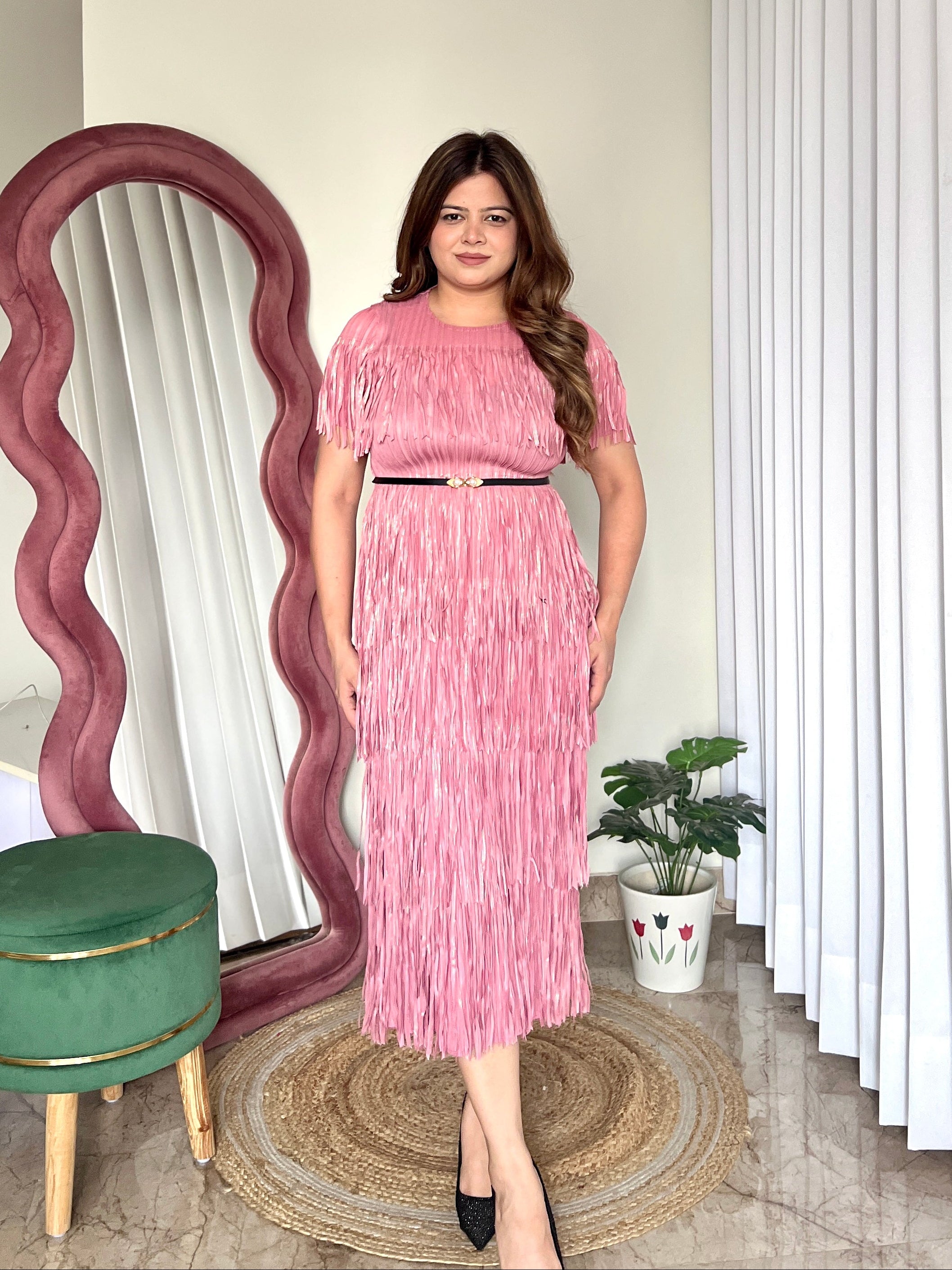 MILEY FRINGES PLEATED DRESS
