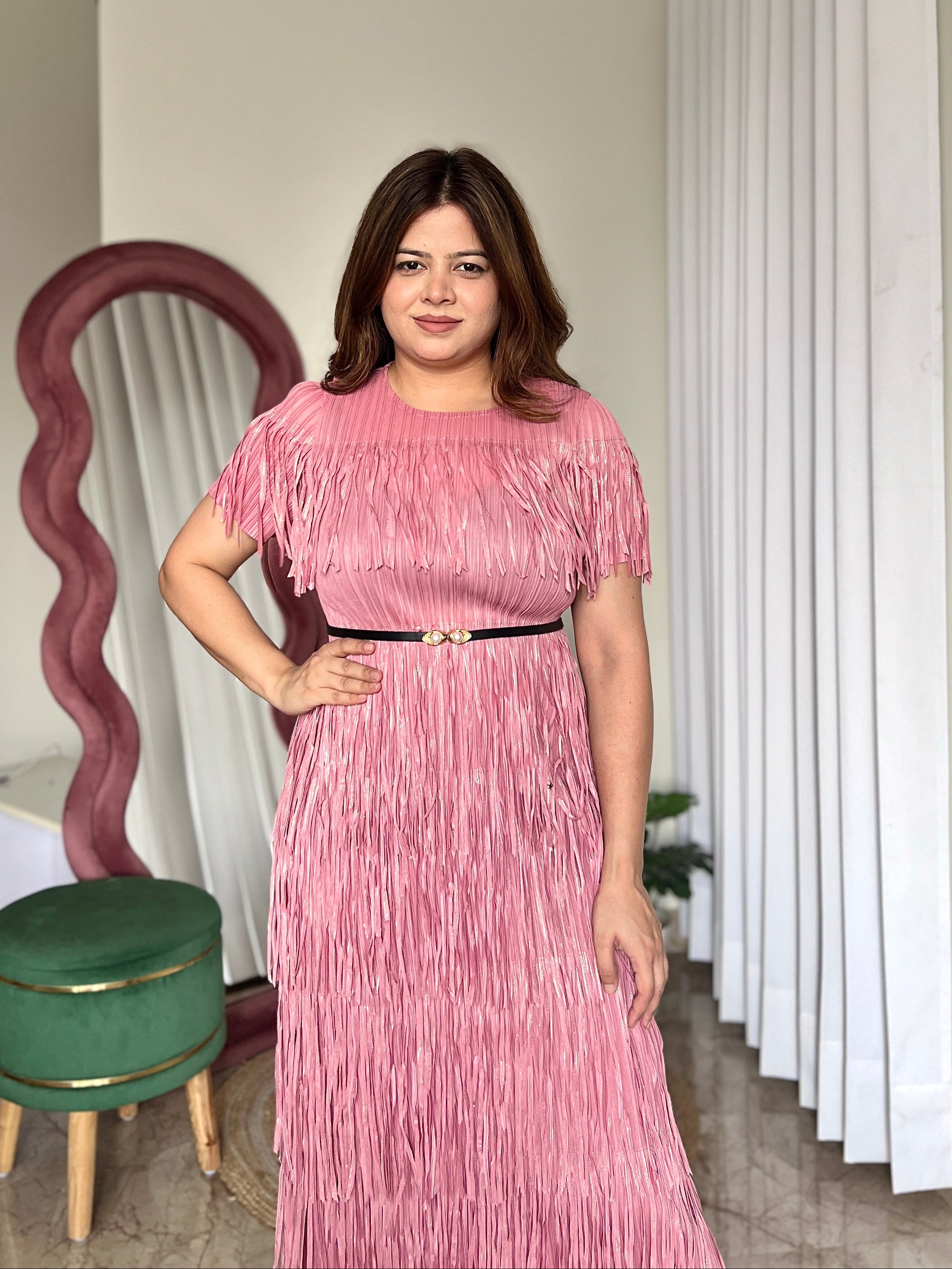 MILEY FRINGES PLEATED DRESS