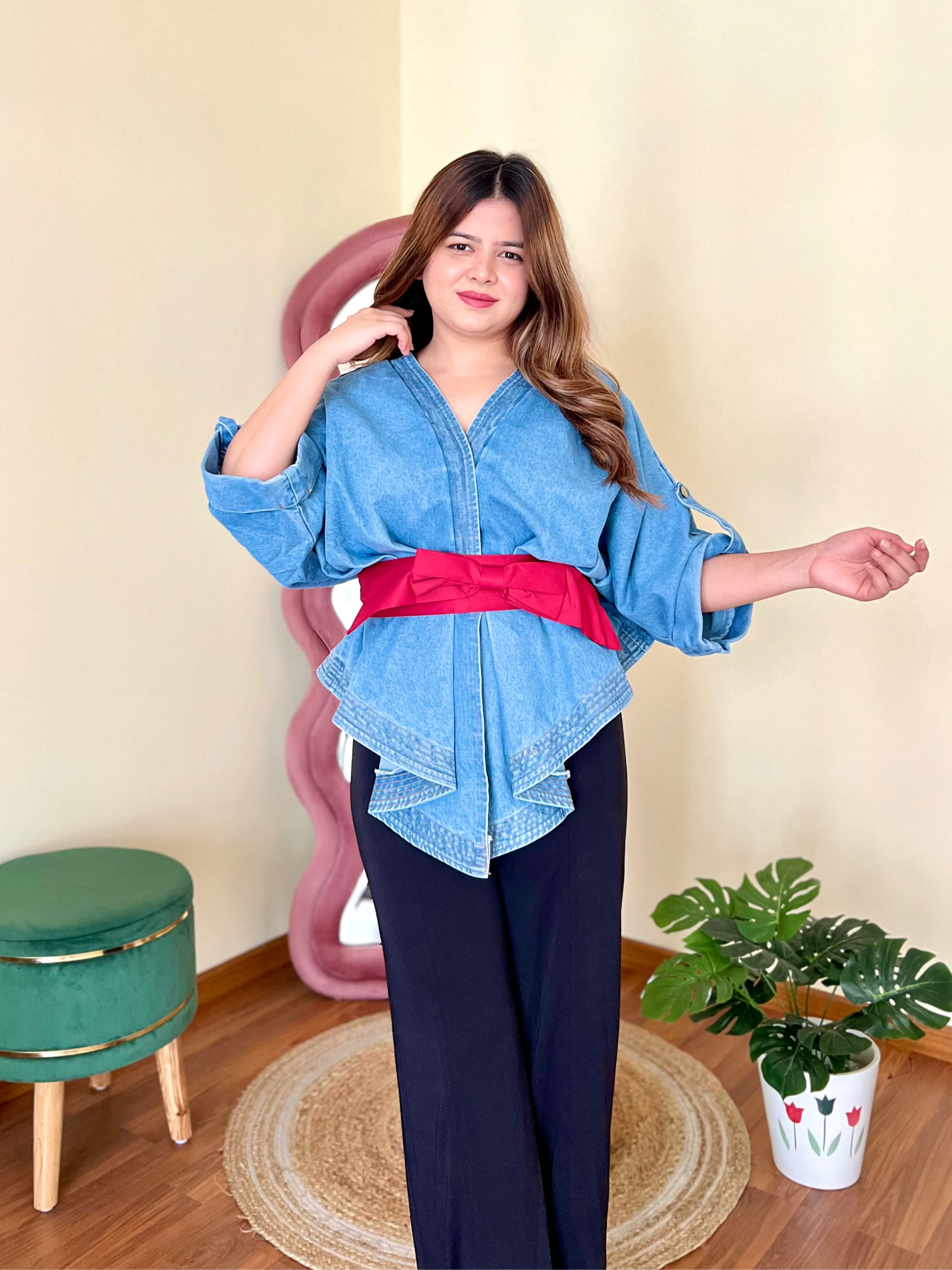 NOKI DENIM JACKET WITH BOW