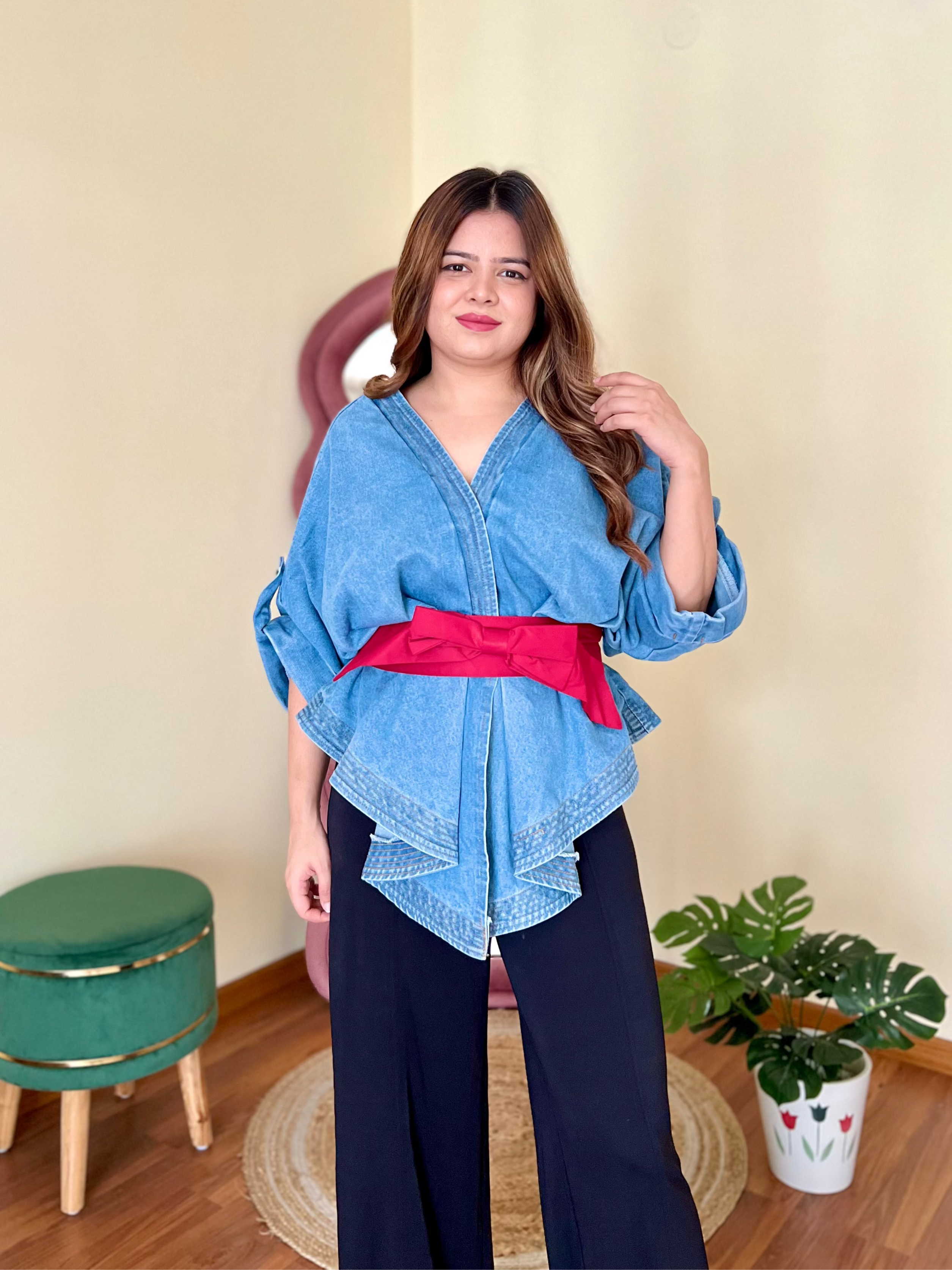 NOKI DENIM JACKET WITH BOW