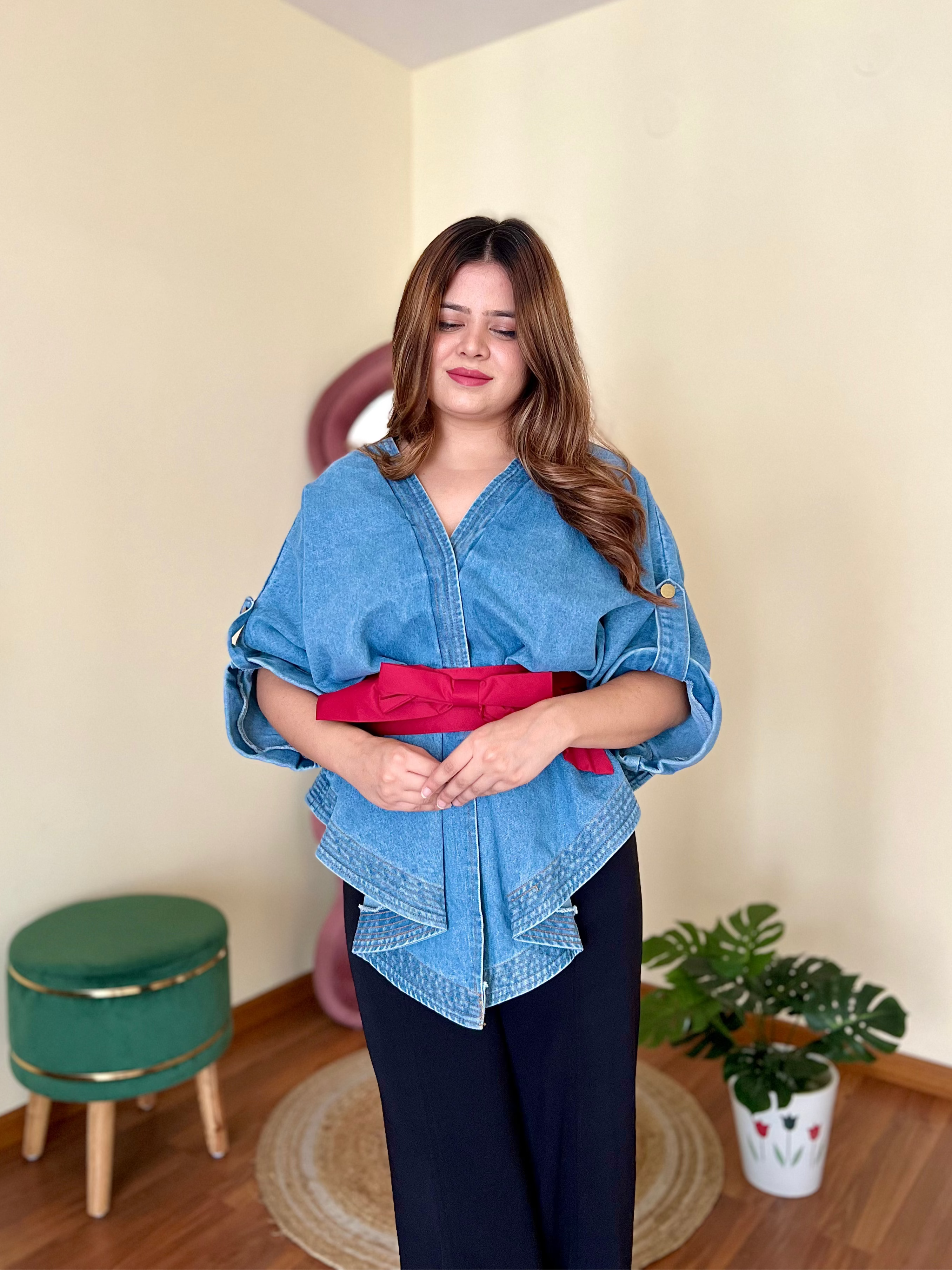 NOKI DENIM JACKET WITH BOW