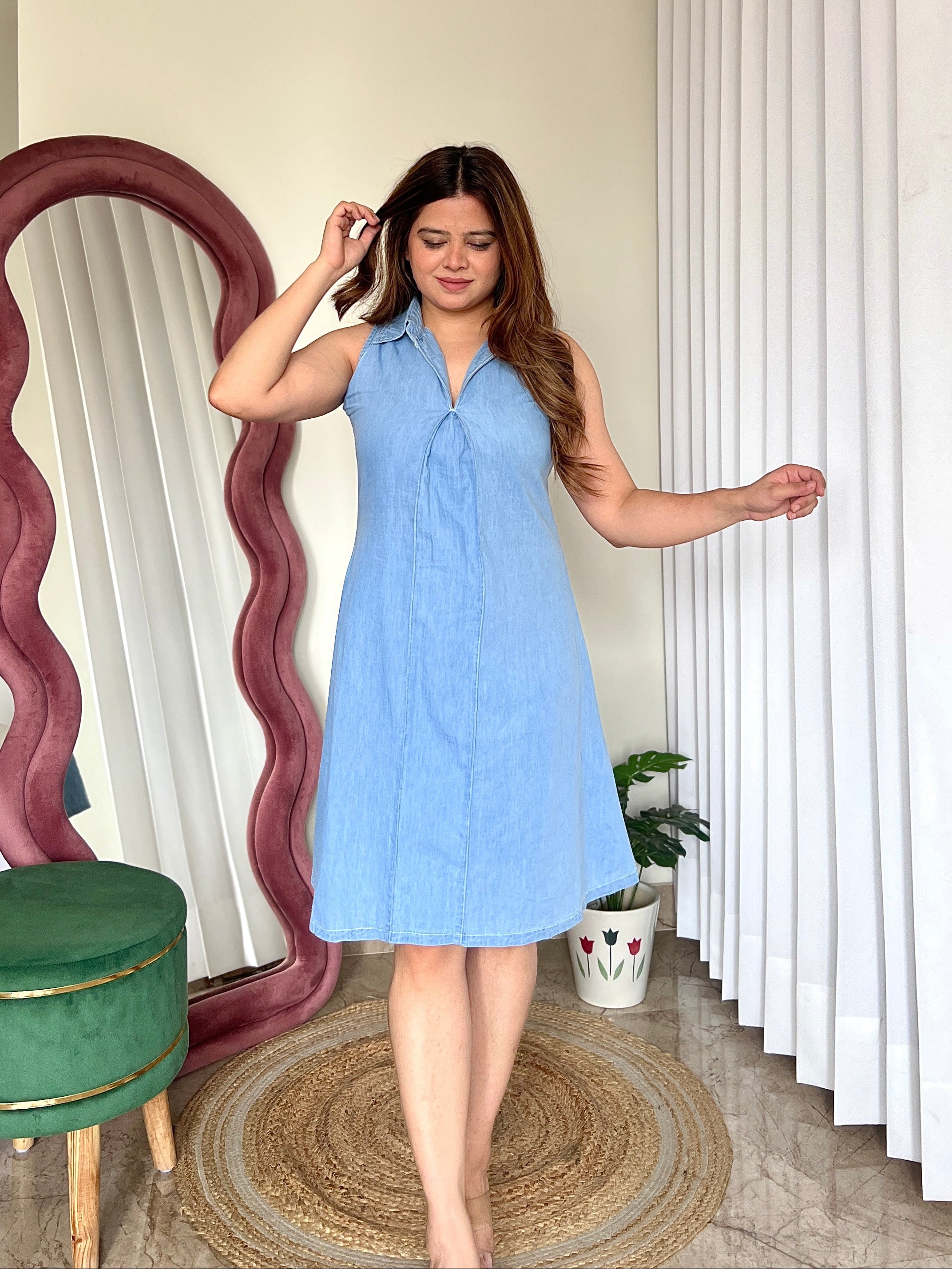 MACAU COTTON DENIM DRESS