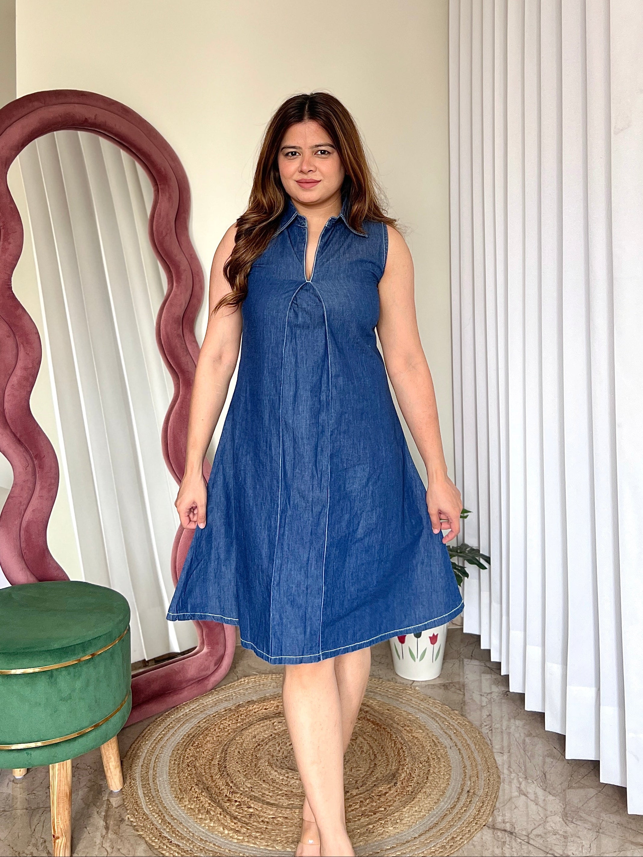 MACAU COTTON DENIM DRESS