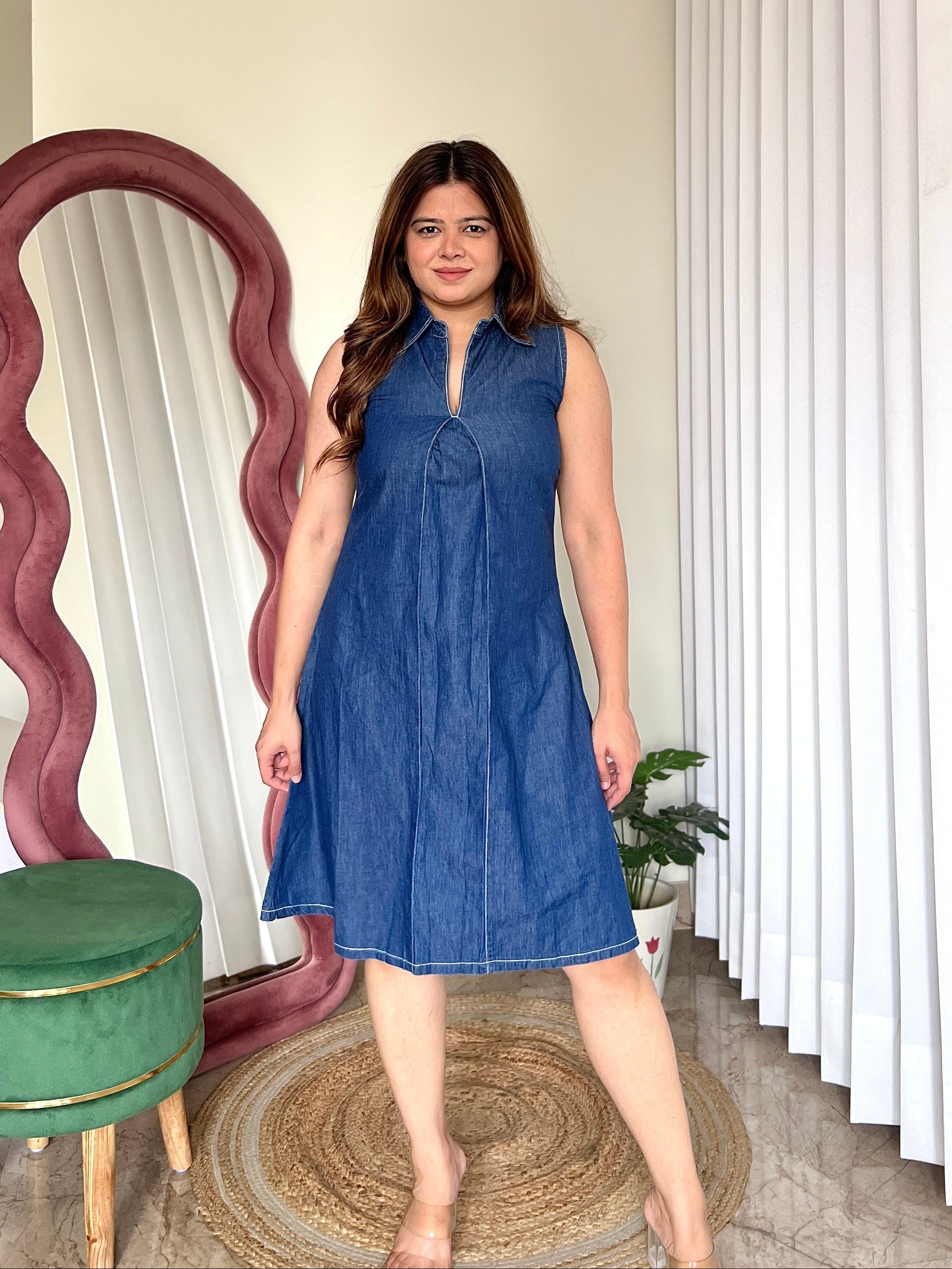 MACAU COTTON DENIM DRESS