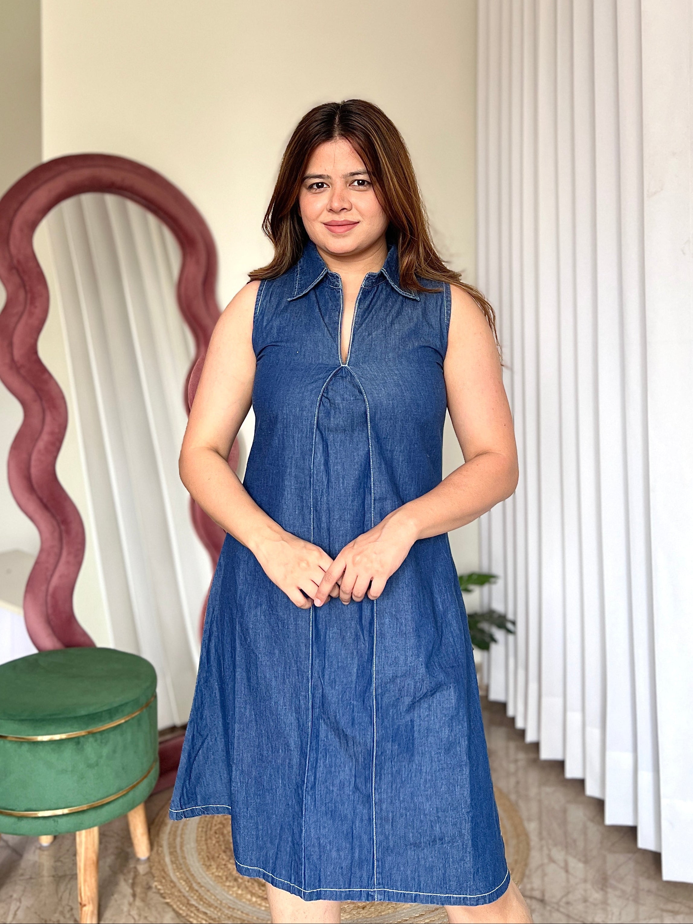 MACAU COTTON DENIM DRESS