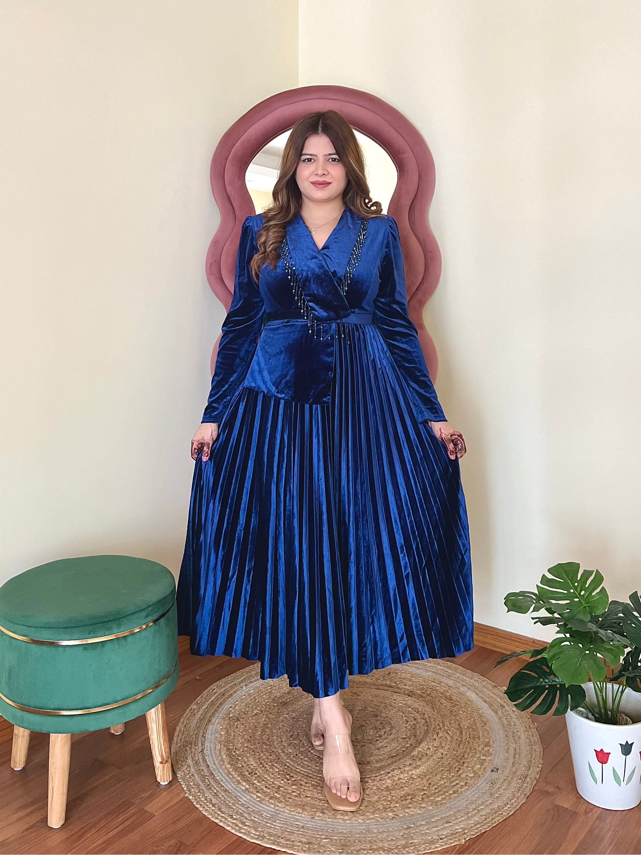 RUBY TASSEL VELVET DRESS