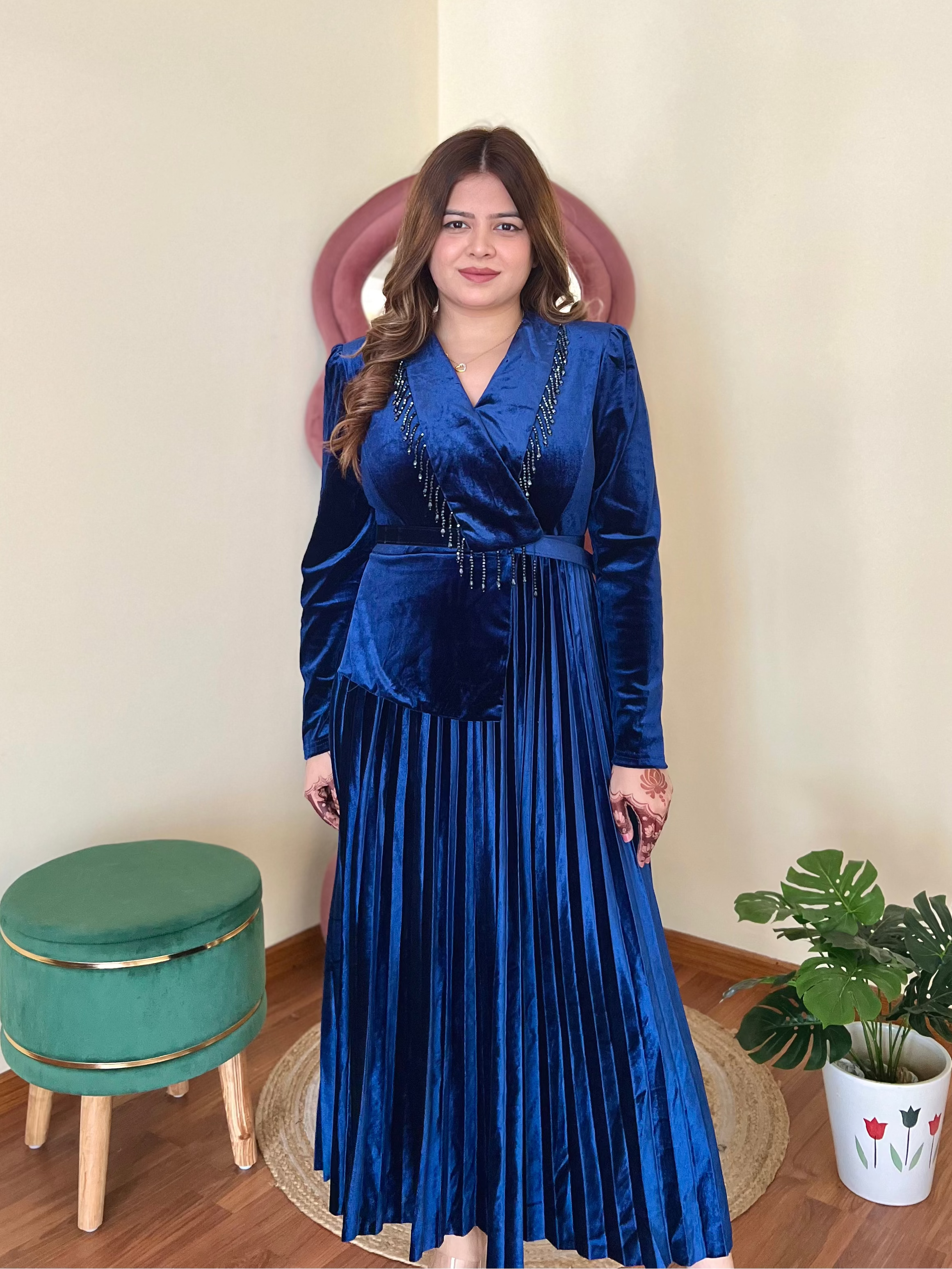 RUBY TASSEL VELVET DRESS