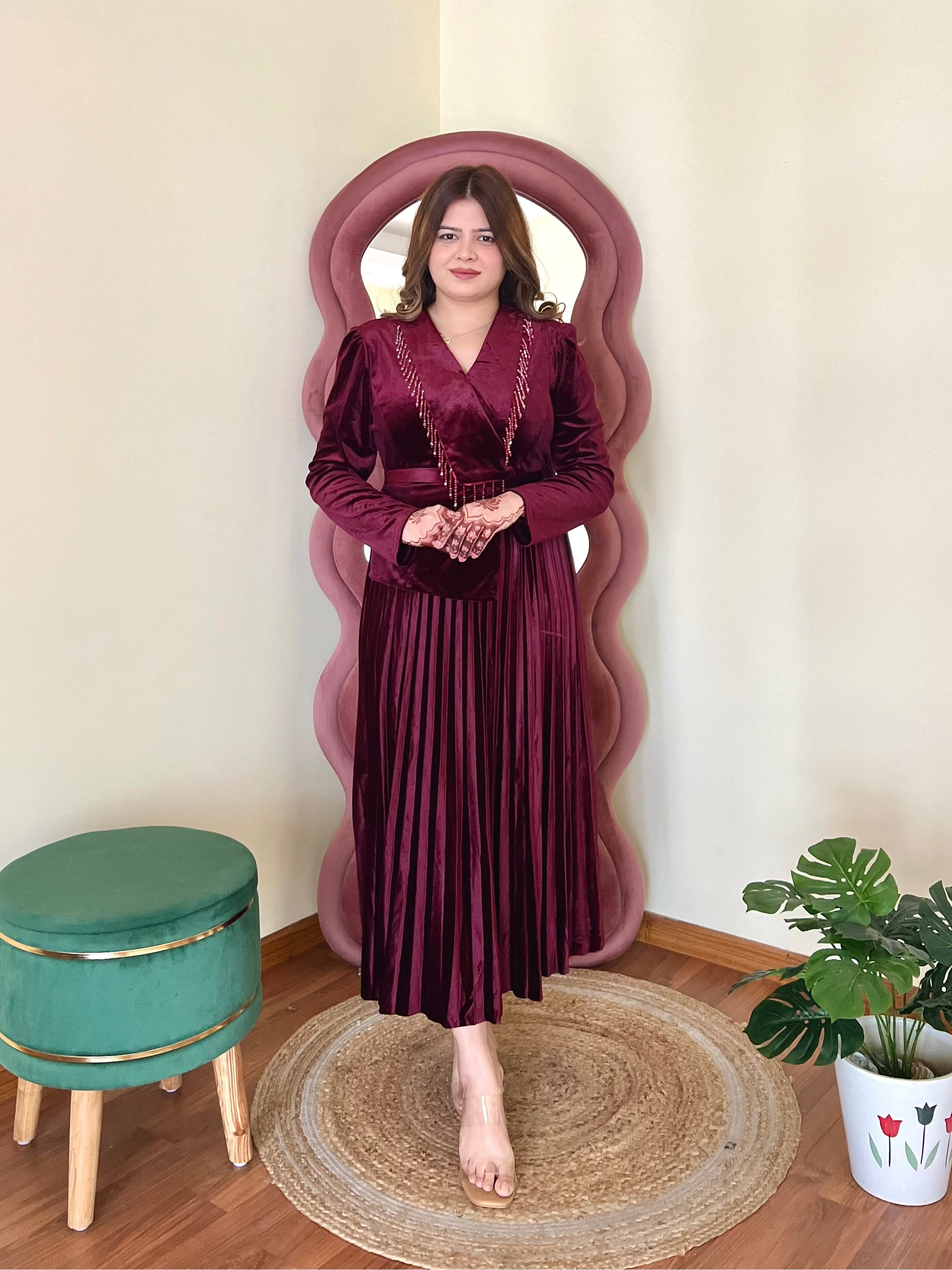 RUBY TASSEL VELVET DRESS
