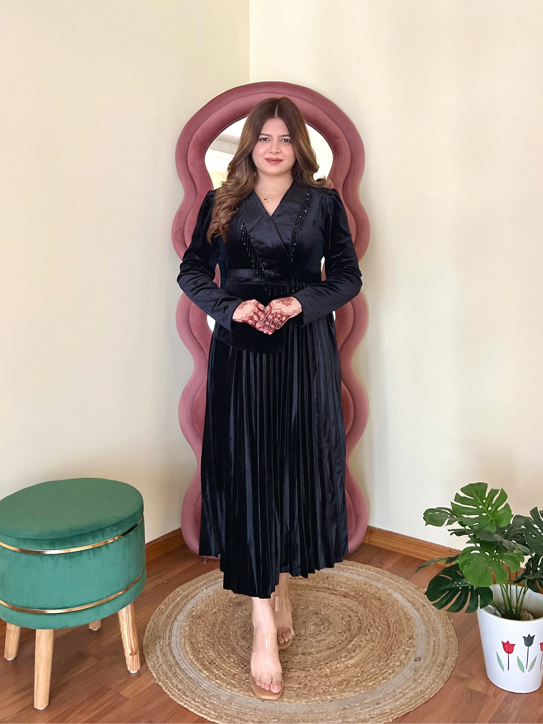 RUBY TASSEL VELVET DRESS