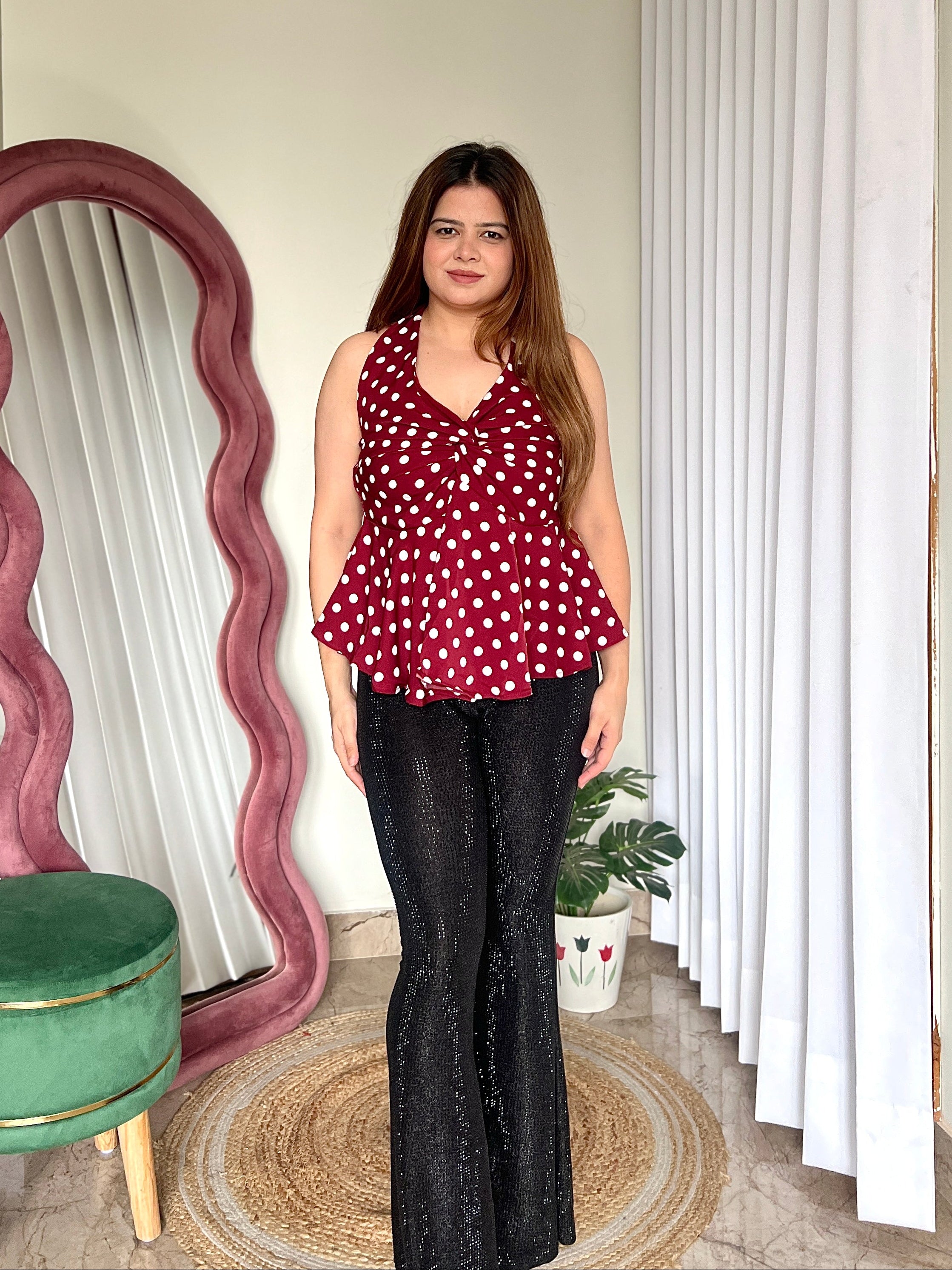 HERMES POLKA HALTER NECK TOP