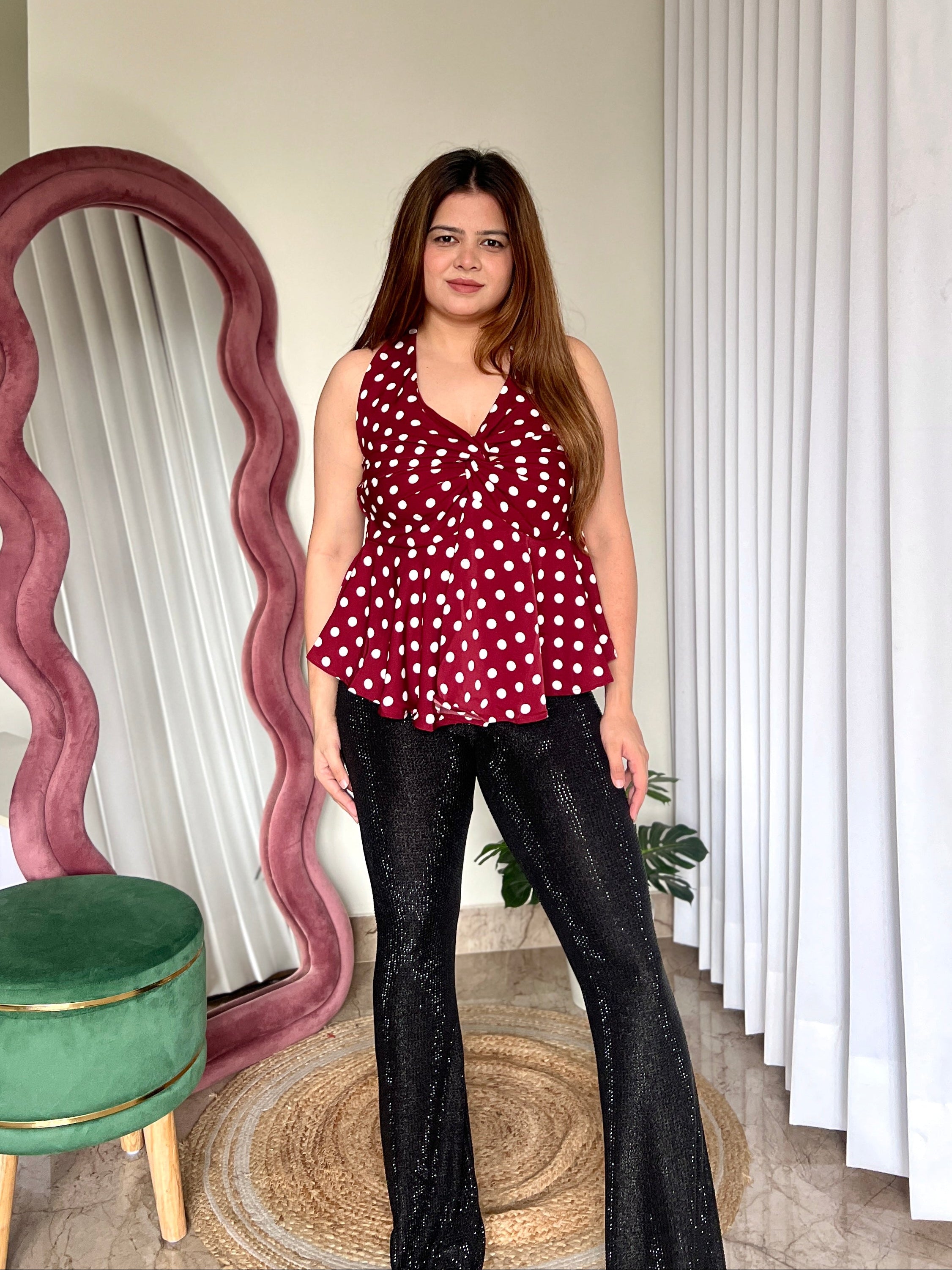 HERMES POLKA HALTER NECK TOP