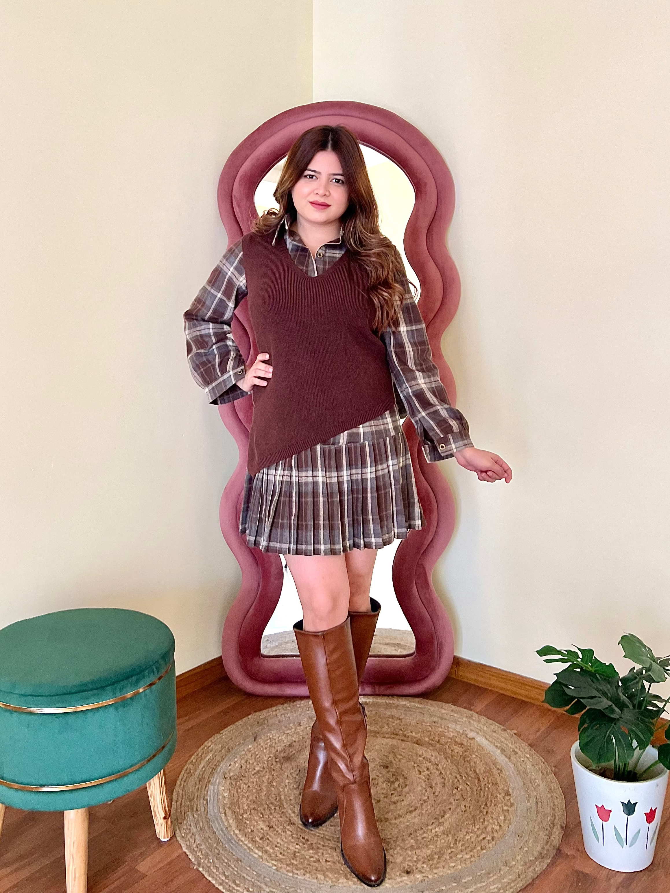 PIPER CHEQUERED SWEATER DRESS