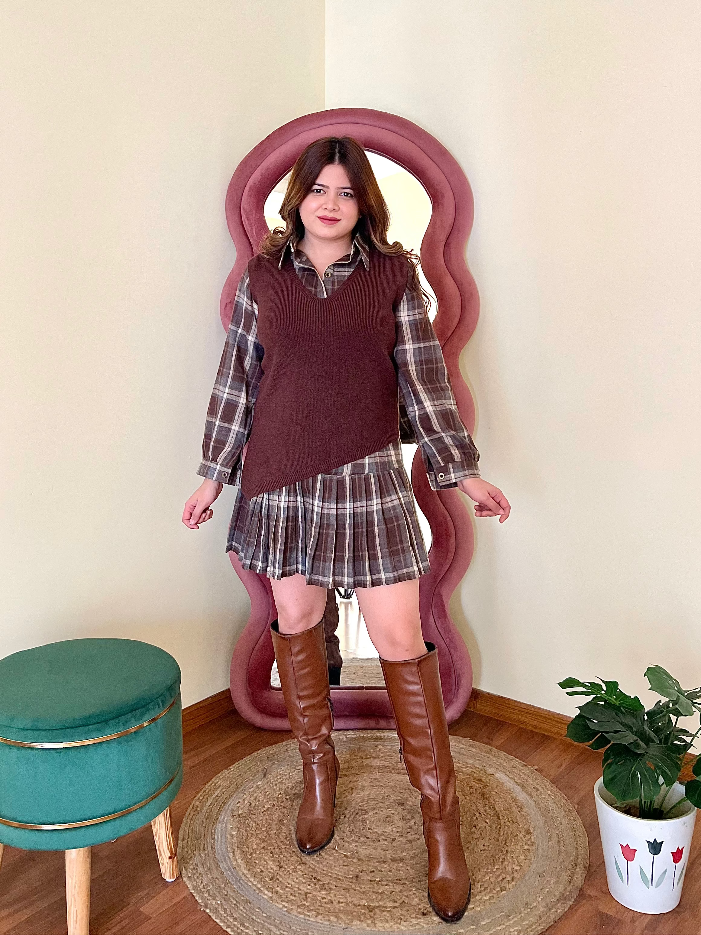 PIPER CHEQUERED SWEATER DRESS