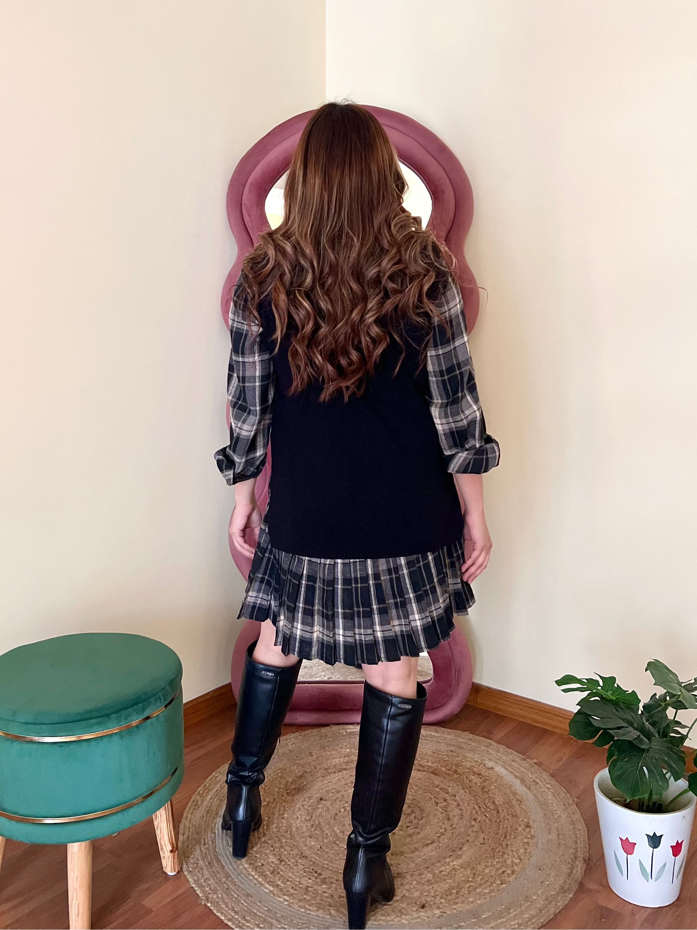 PIPER CHEQUERED SWEATER DRESS