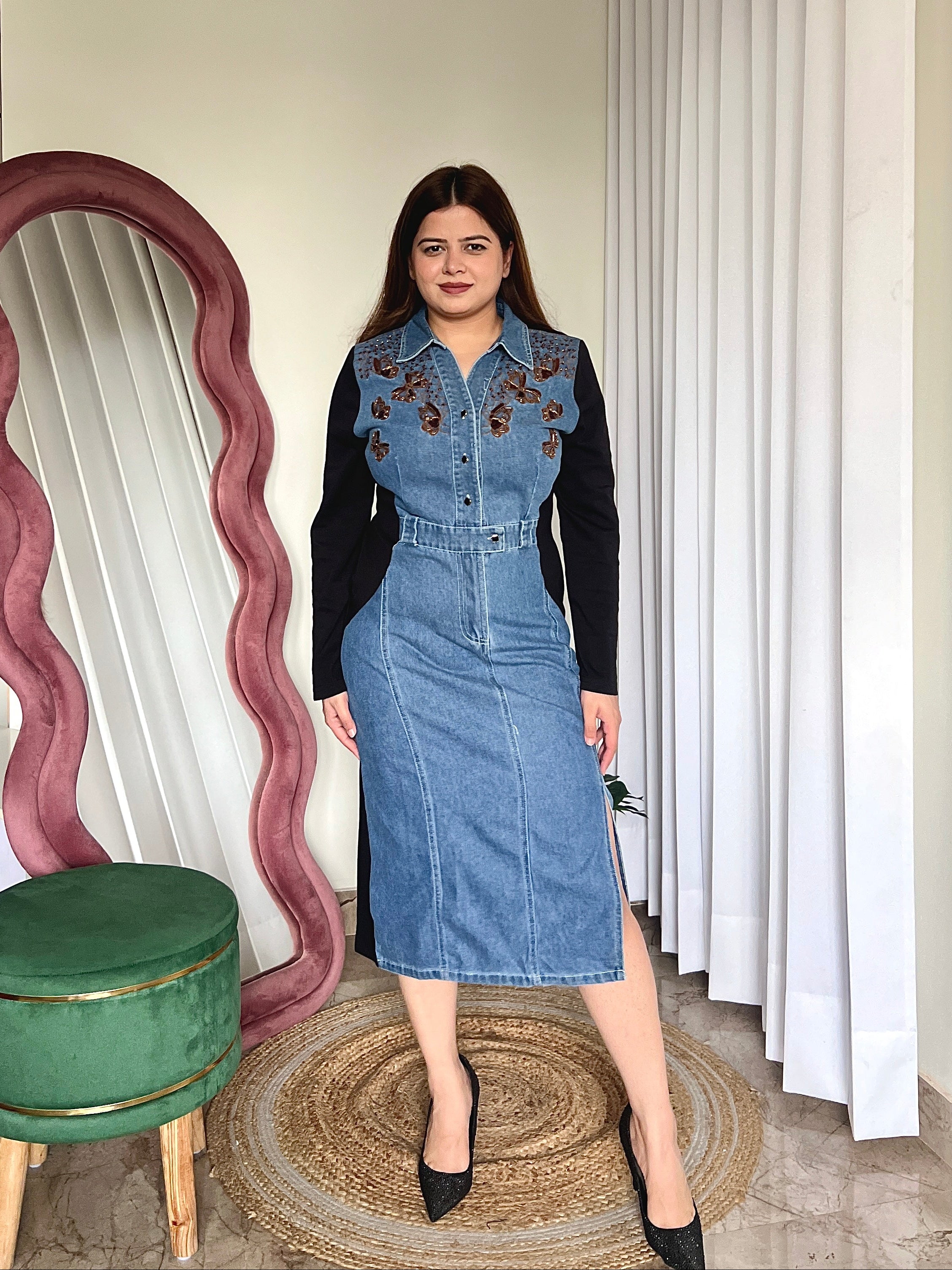 PEDRO BUTTERFLY DENIM DRESS
