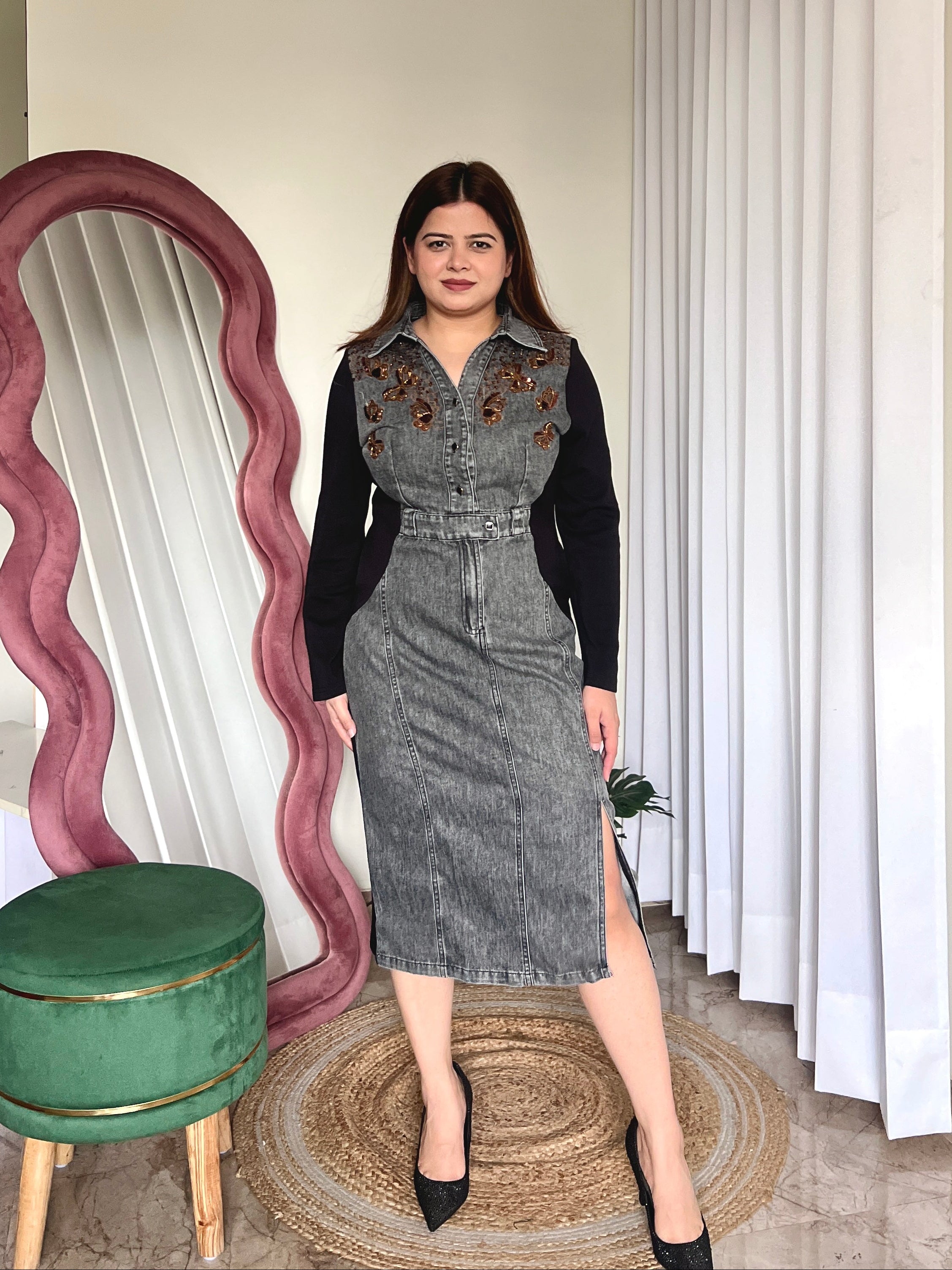 PEDRO BUTTERFLY DENIM DRESS