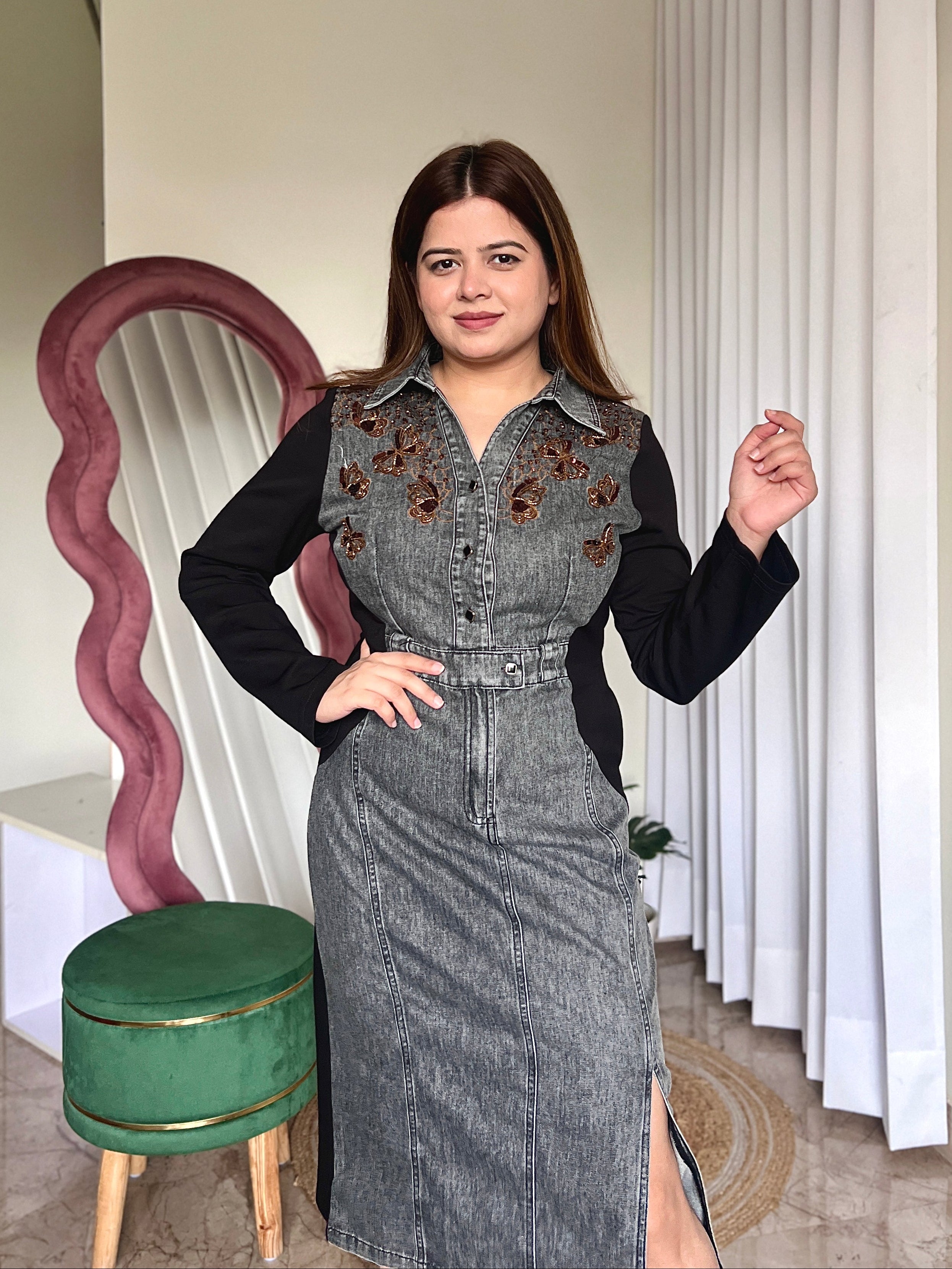 PEDRO BUTTERFLY DENIM DRESS