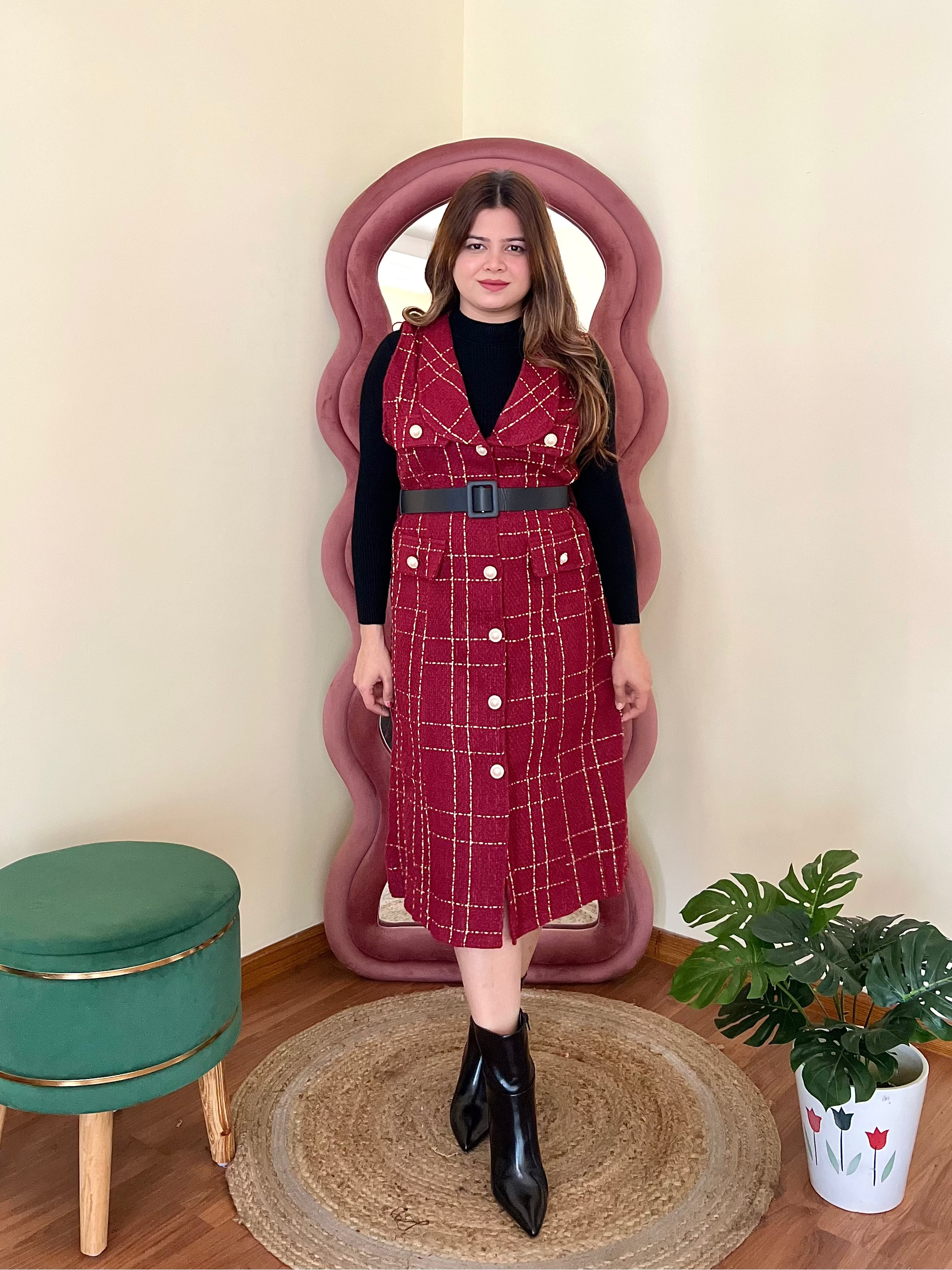 CLEO TWEED MIDI DRESS