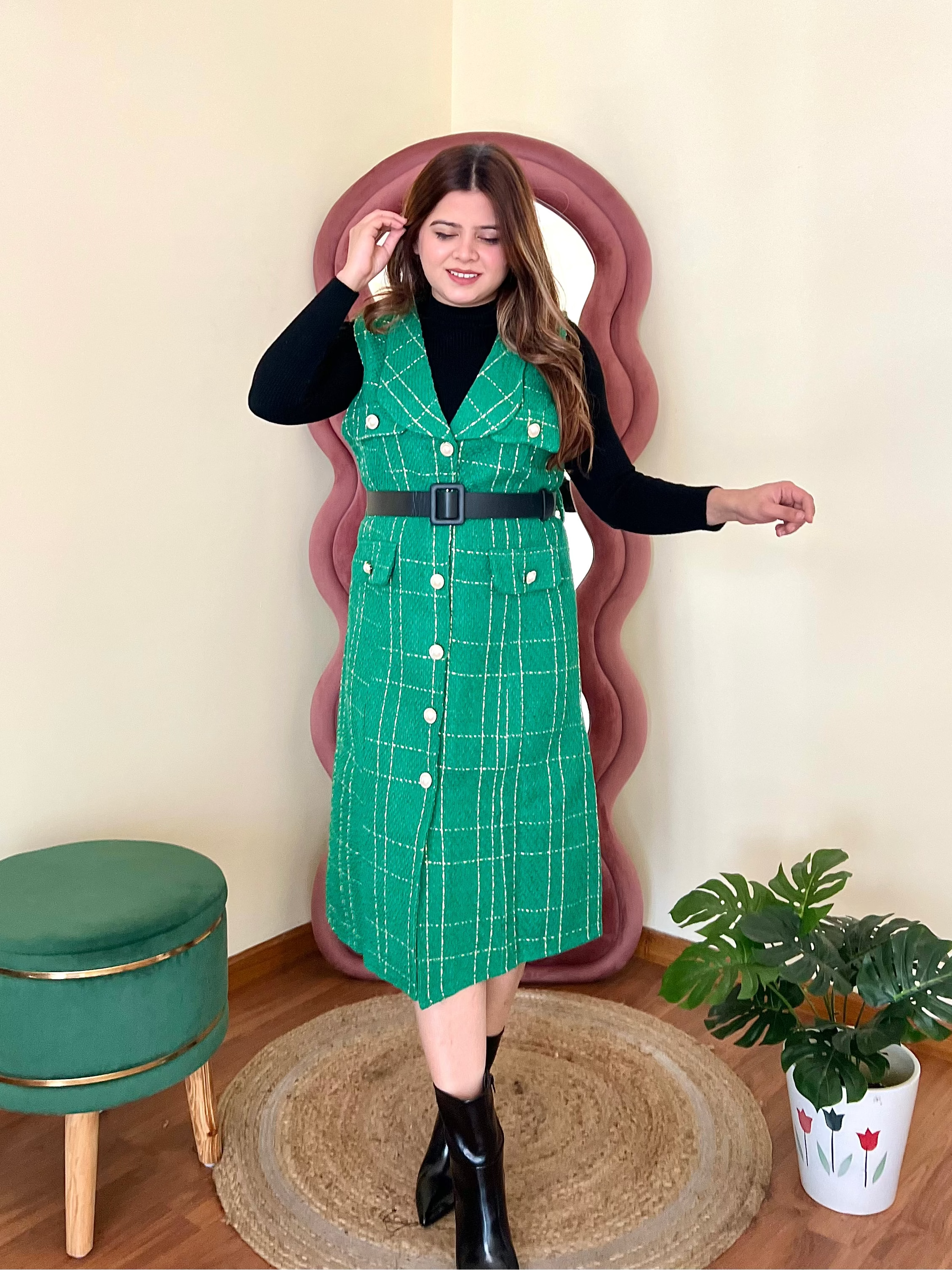 CLEO TWEED MIDI DRESS