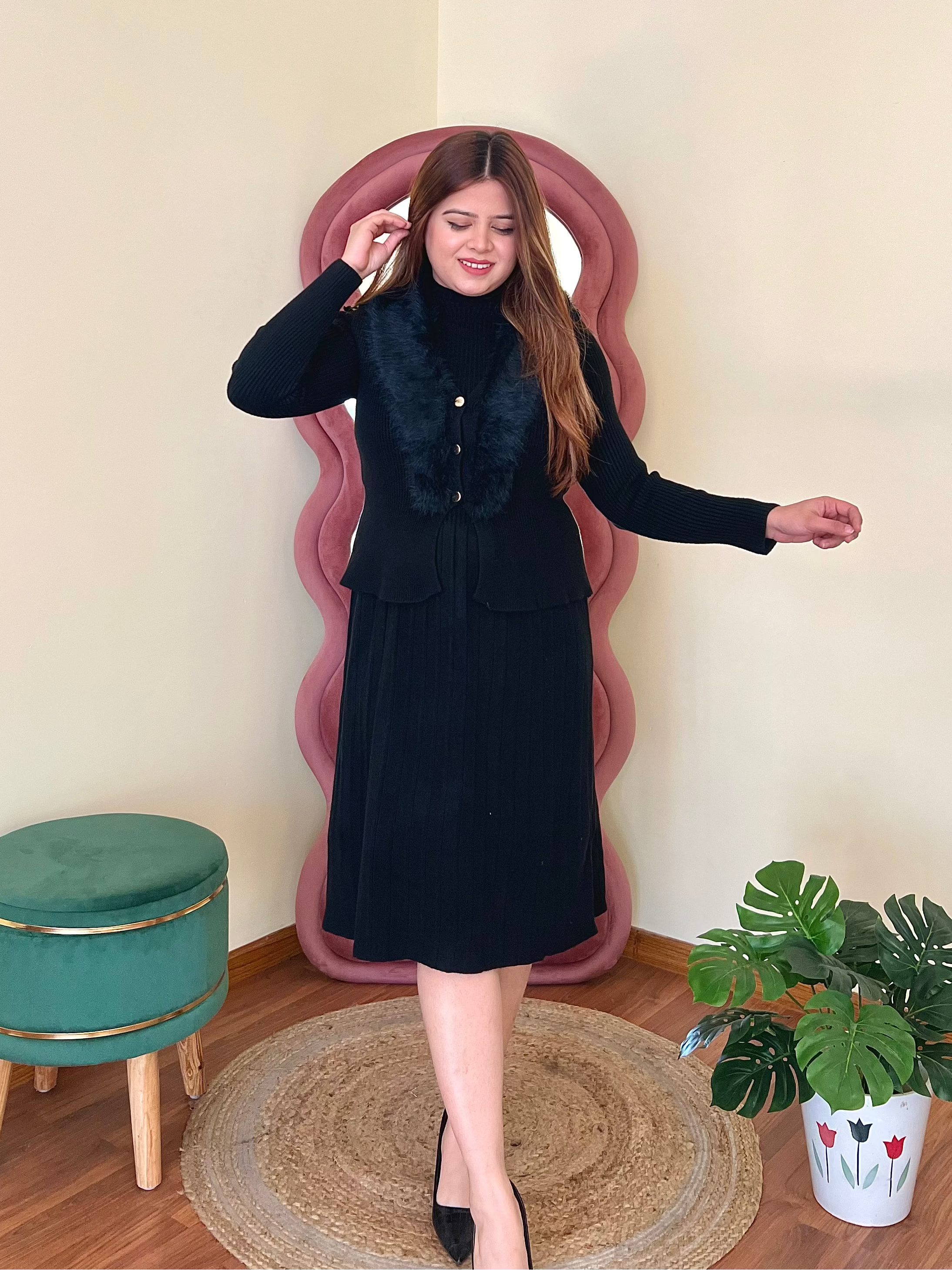 GRACE FUR JACKET DRESS