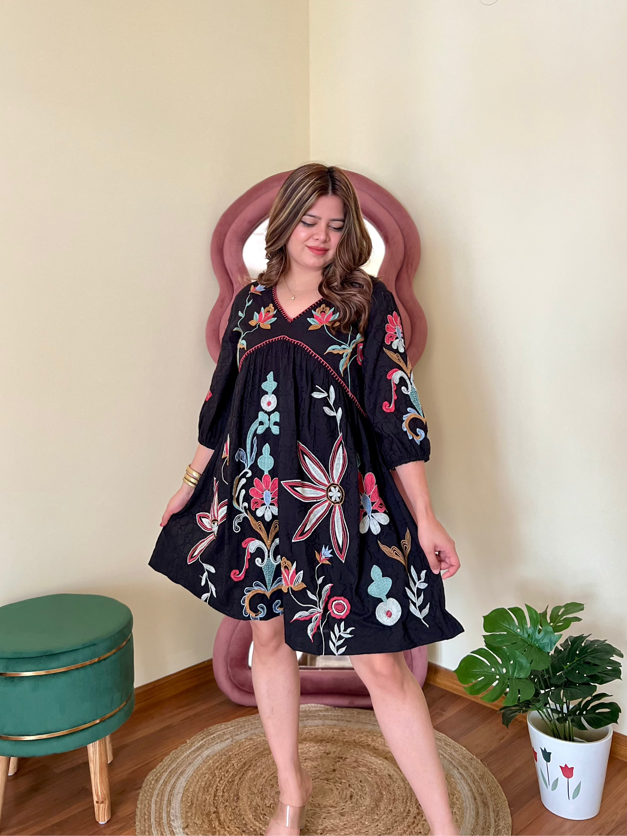 NYSA EMBROIDERED DRESS